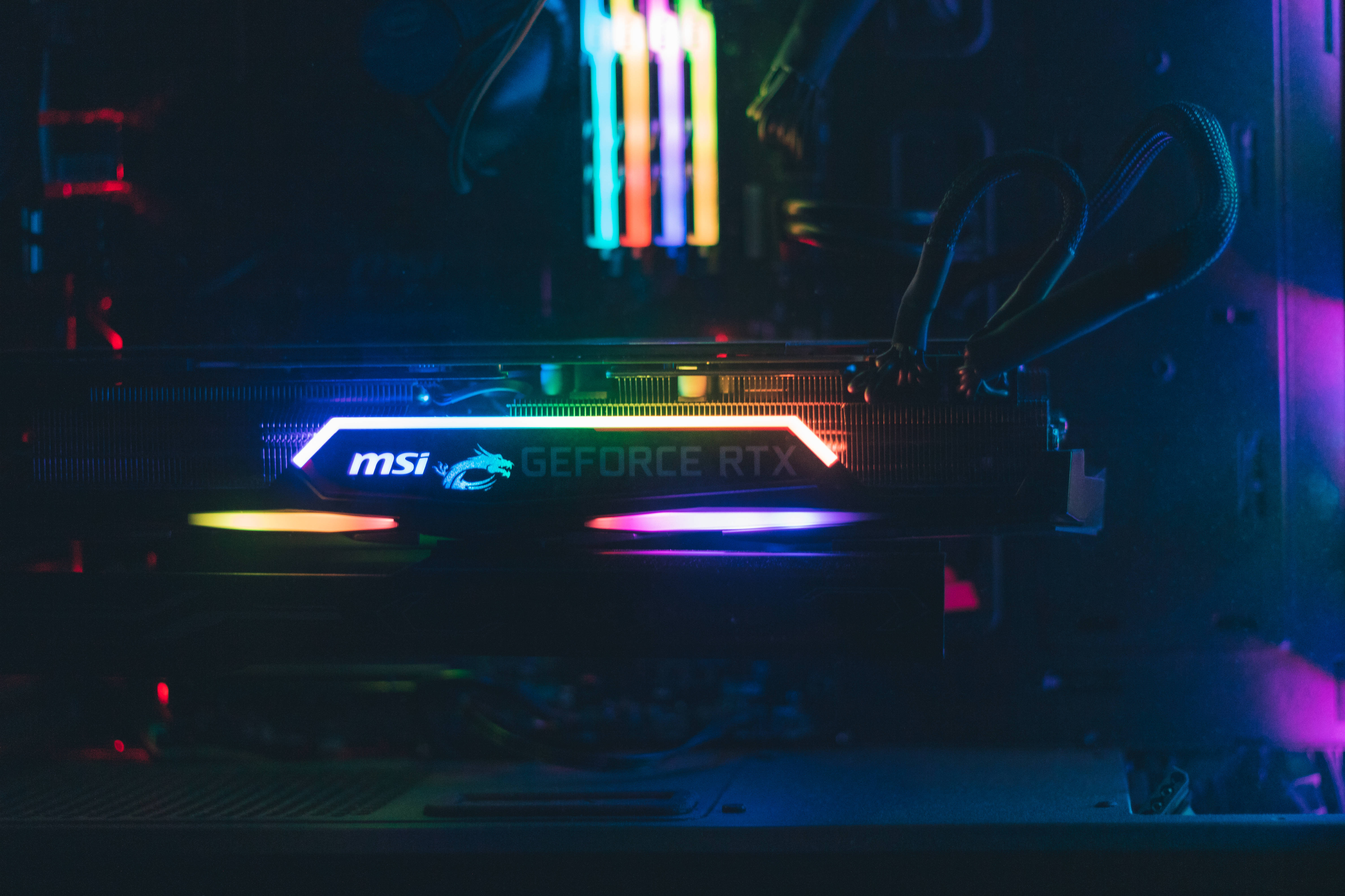MSI, GeForce RTX, RGB lighting, 5K Desktop Wallpaper