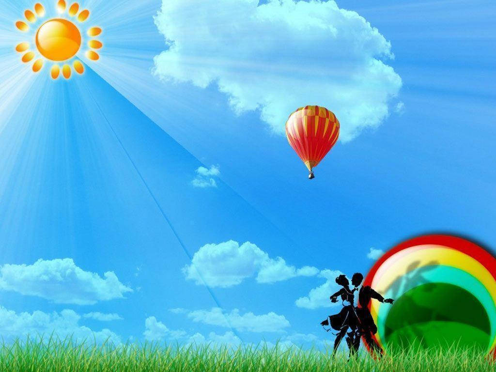 MSN, rainbow, hot air balloon, SD Desktop Wallpaper