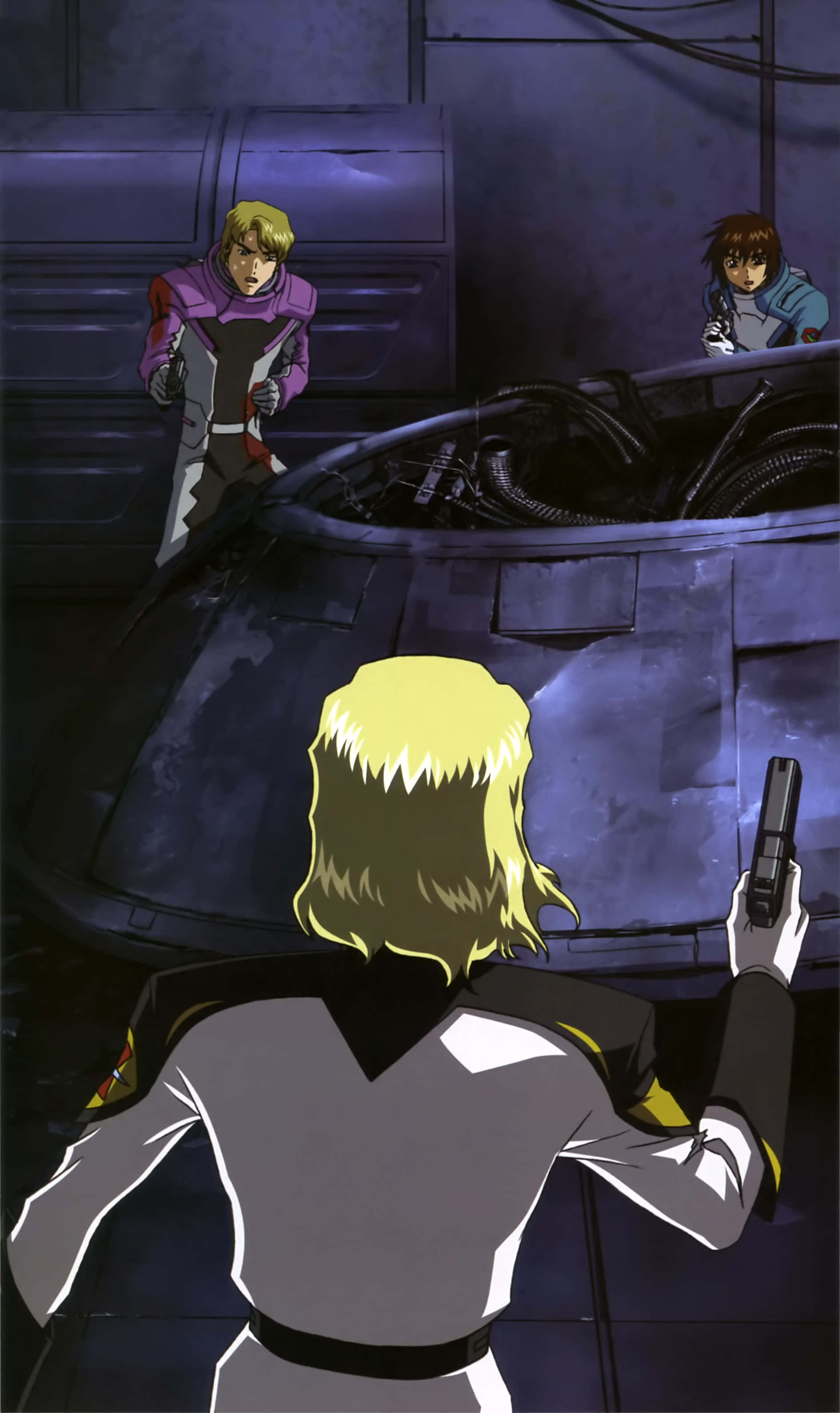 Mu La Flaga, anime scene, blonde anime character, 2K Phone Wallpaper