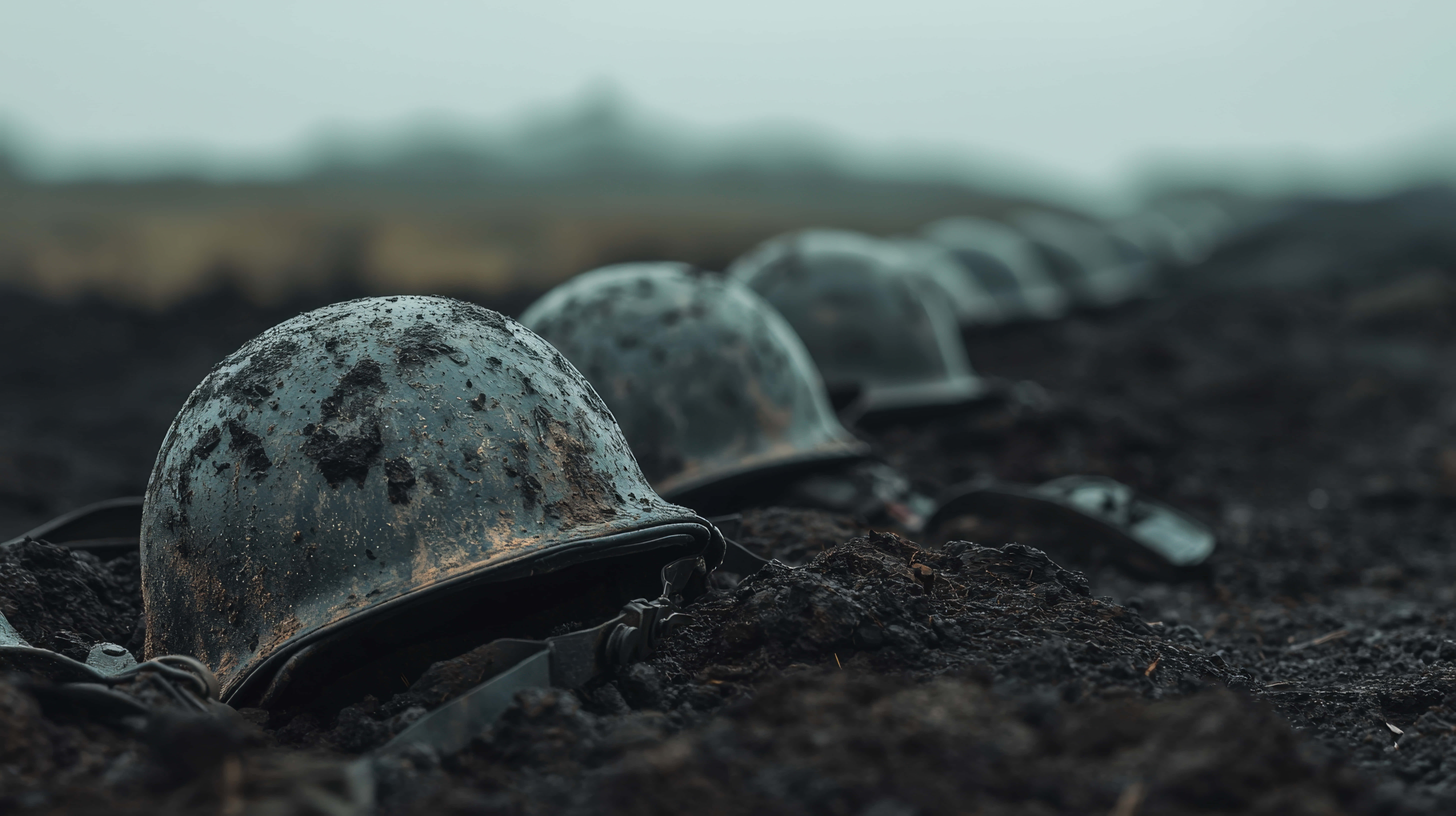 soldier helmets, muddy battlefield, dark earth, 8K Desktop Wallpaper