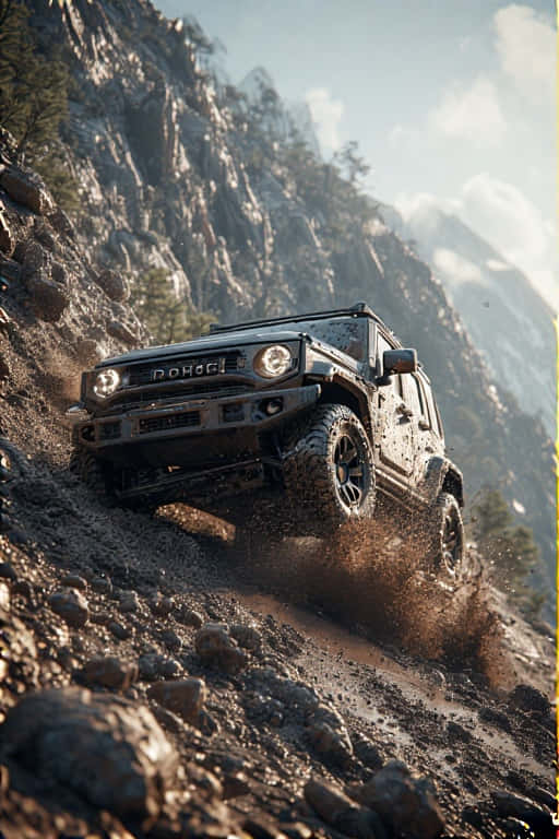 jeep, rocky mountain, mud, SD Phone Wallpaper