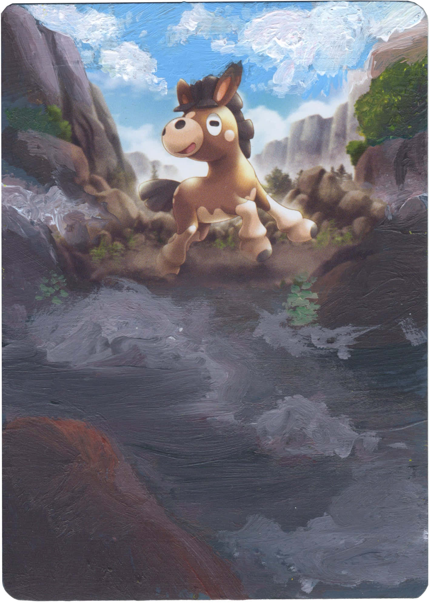 Mudbray, cartoon horse, rocky stream, Full HD Phone Wallpaper