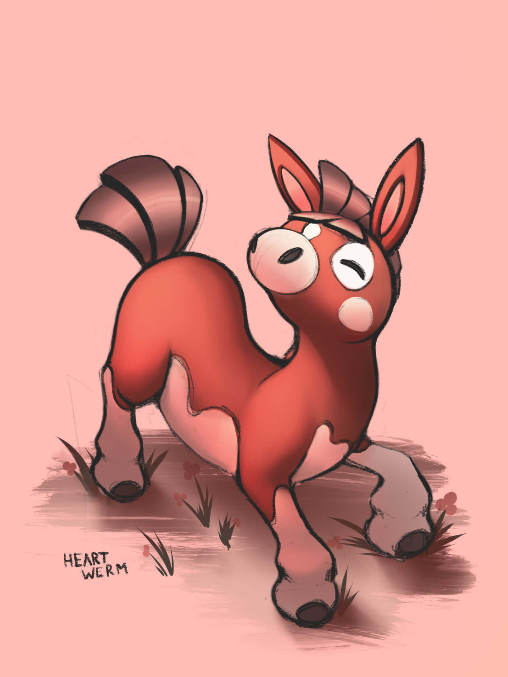 Mudbray, pink background, red cartoon pony, Full HD Phone Wallpaper