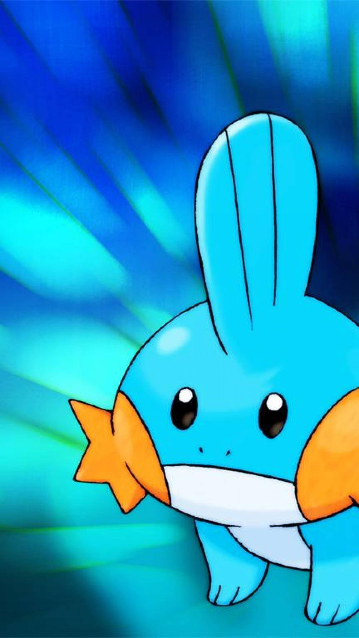 Mudkip, blue cartoon frog, orange fins, Full HD Phone Wallpaper