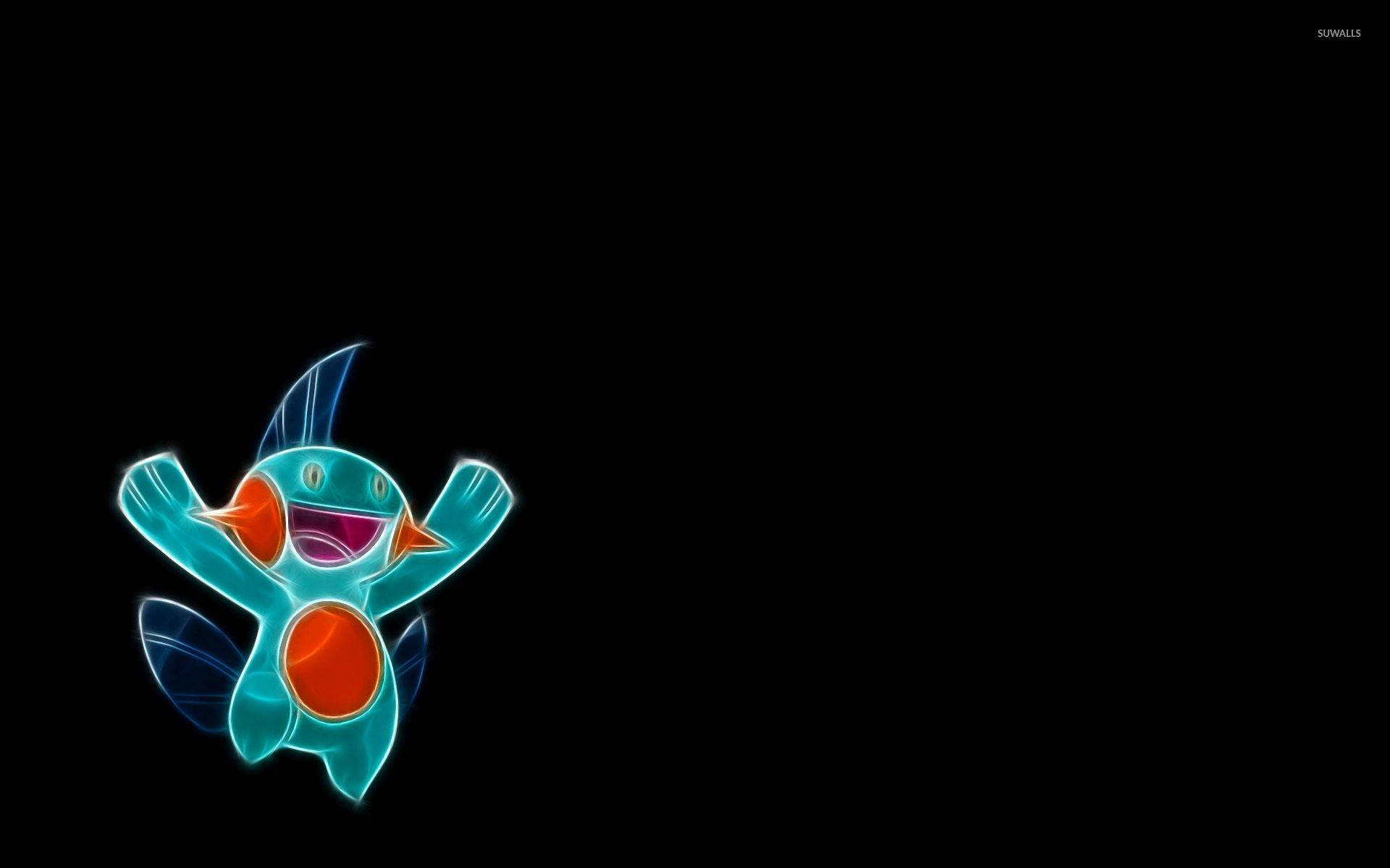 Mudkip, neon, cyan, Full HD Desktop Wallpaper