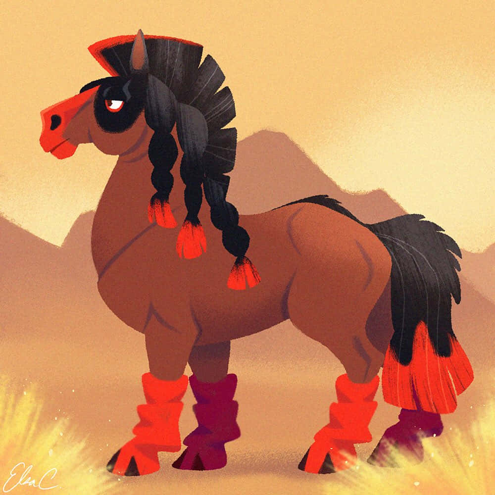 Mudsdale, brown horse, braided black mane, SD Desktop Wallpaper