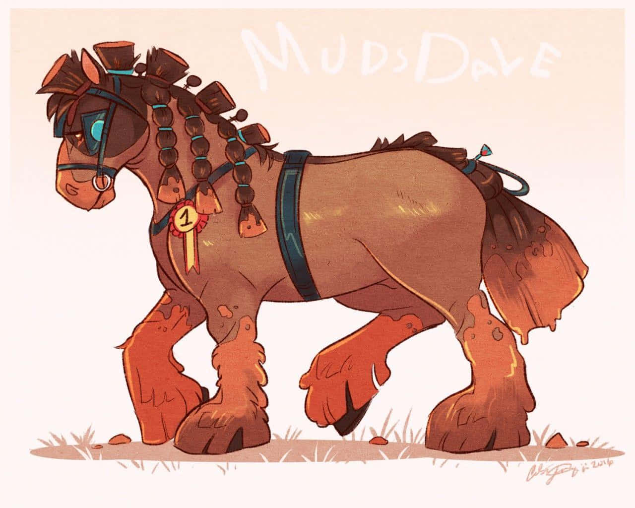 Mudsdale, number one ribbon, brown horse, HD Desktop Wallpaper