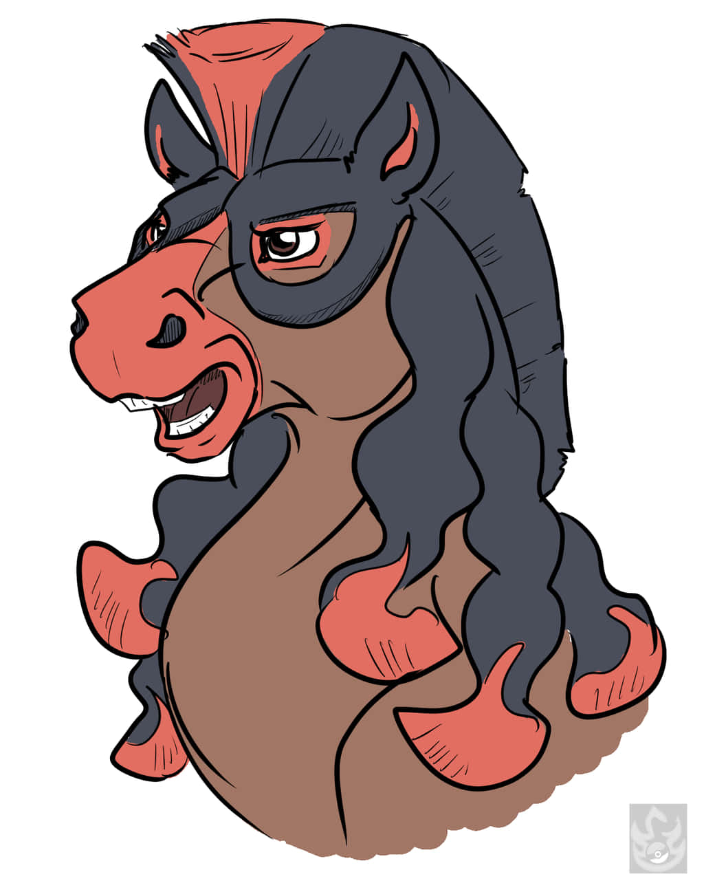 Mudsdale, black mask, fiery red mane, HD Phone Wallpaper