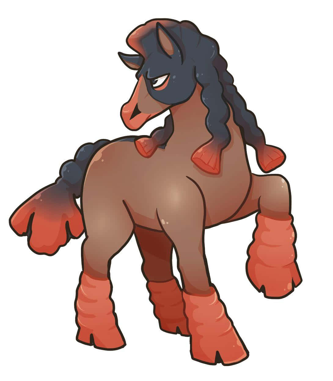 Mudsdale, dark blue braided mane, fiery orange hooves, SD Phone Wallpaper