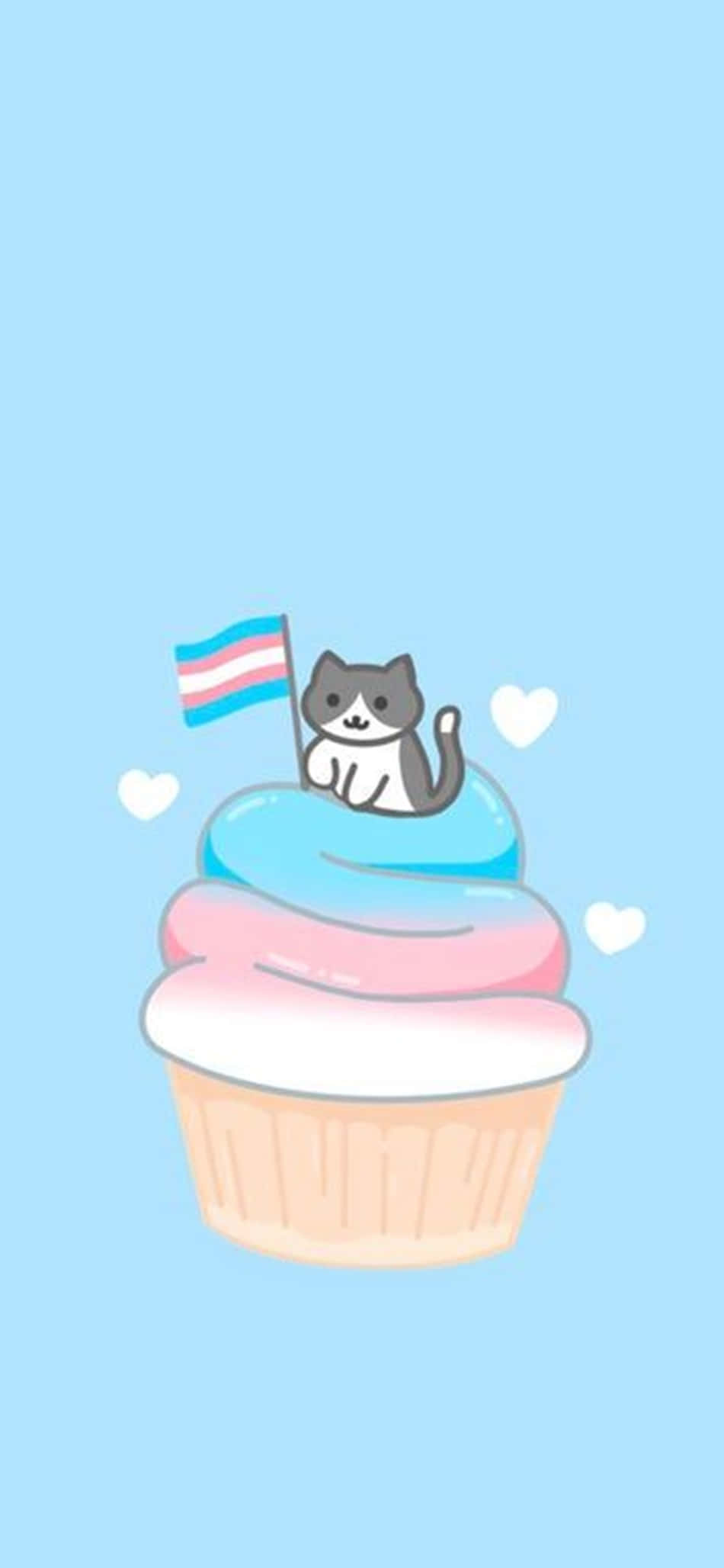 trans phone, cat, pastel cupcake, Full HD Phone Wallpaper