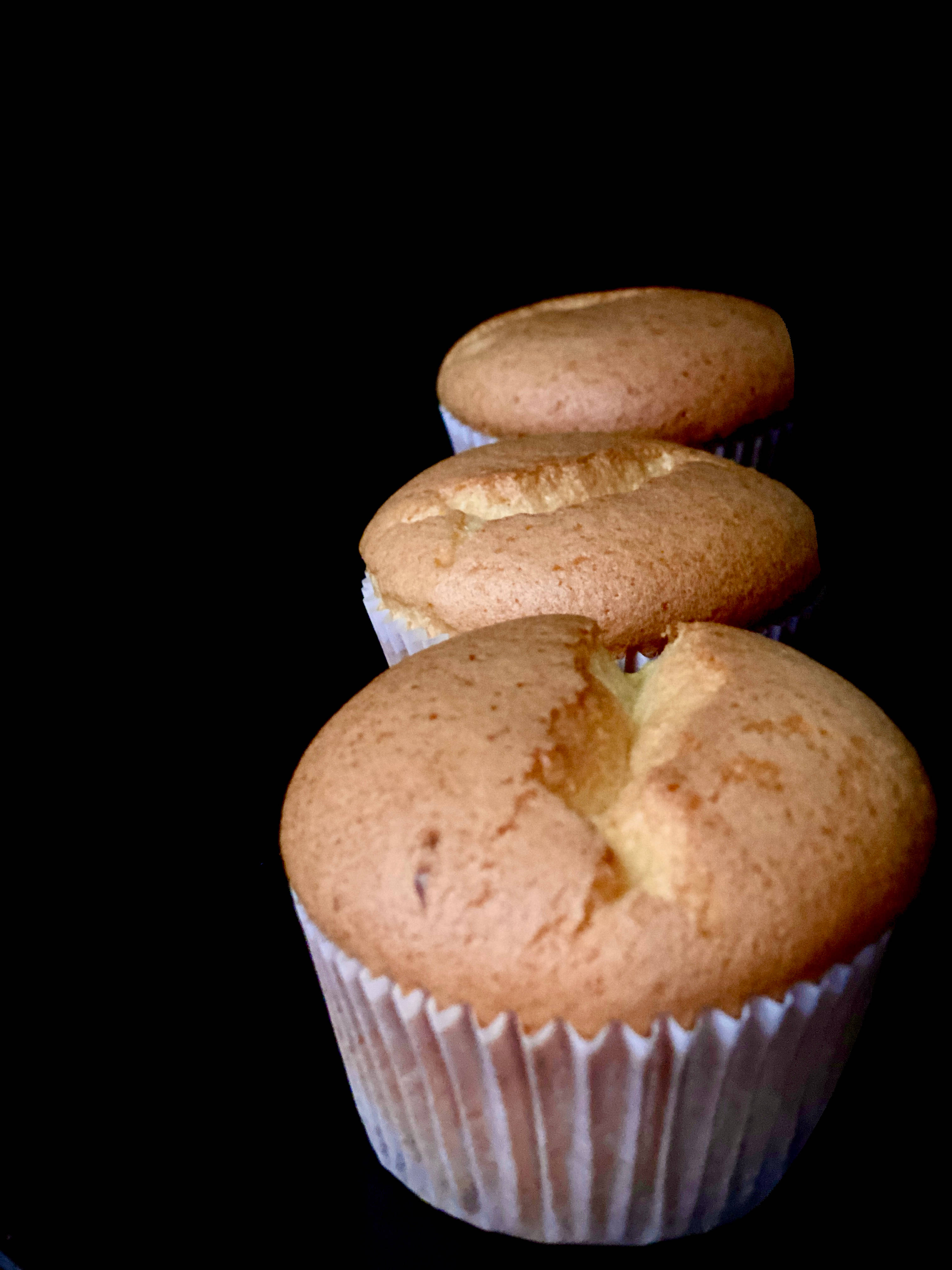 brownish white muffins, golden-brown muffins, white paper liners, 4K Phone Wallpaper
