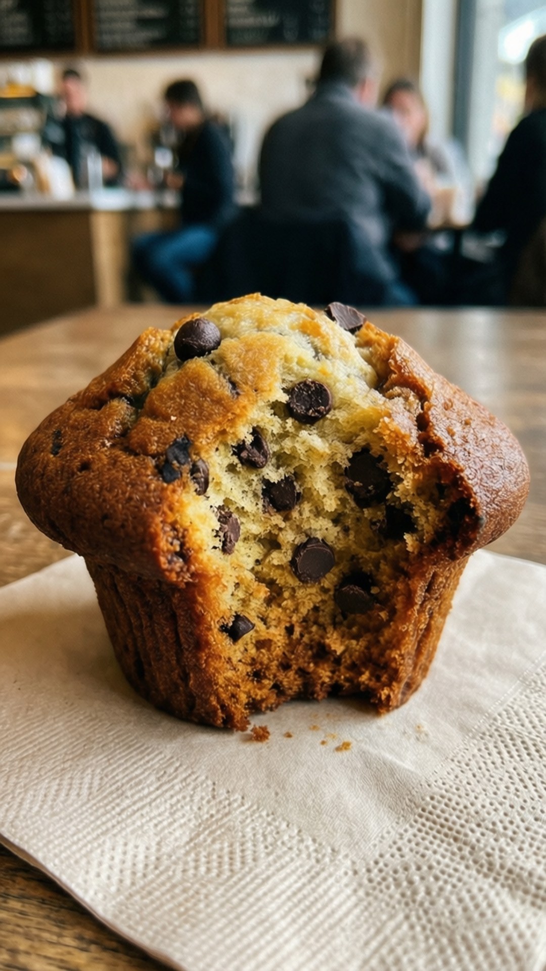 bitten chocolate muffin, chocolate chip muffin, textured napkin, Full HD Phone Wallpaper