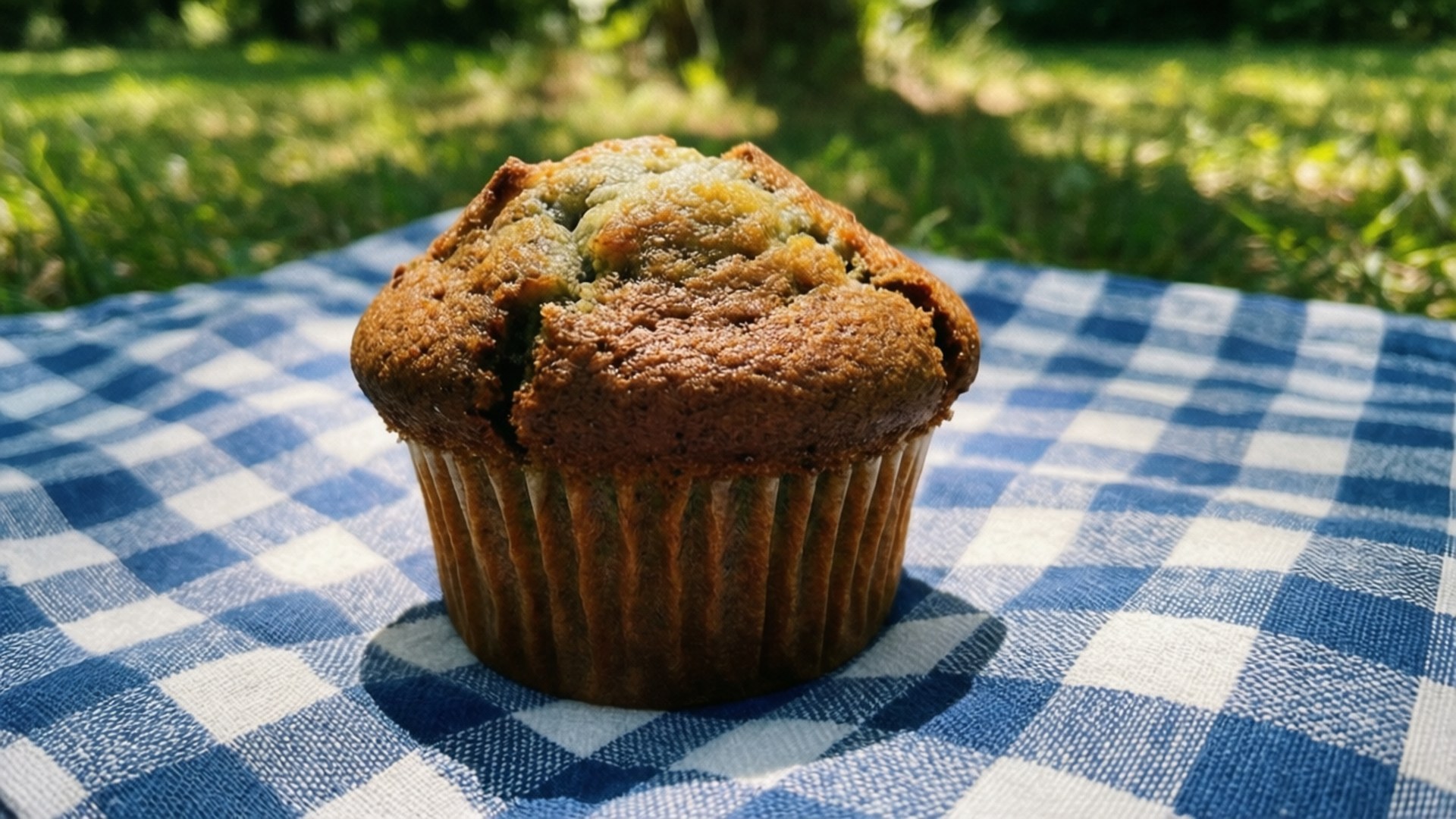 muffin, golden brown, green swirls, Full HD Desktop Wallpaper