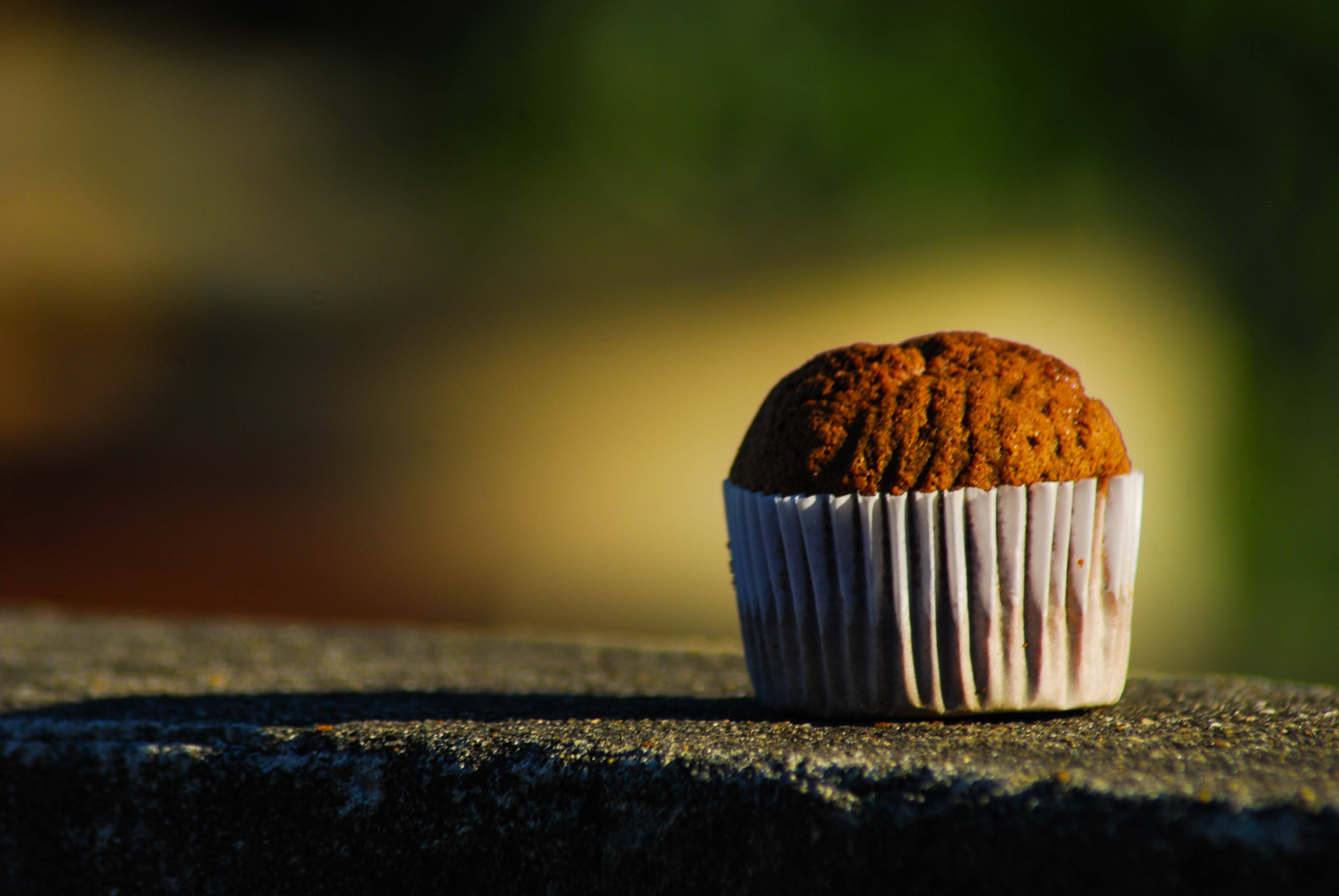 brown muffin, golden-brown muffin, white paper liner, 4K Desktop Wallpaper