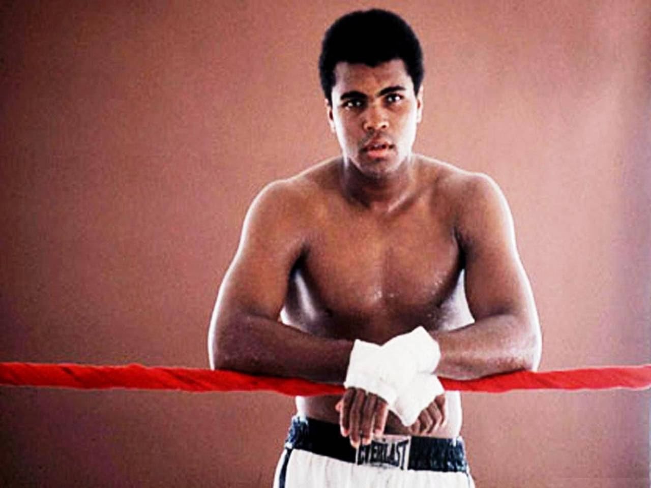 Muhammad Ali, boxing ring, red ropes, HD Desktop Wallpaper