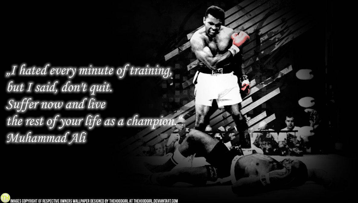 Muhammad Ali, Don't Count the Days, Make the Days Count, black and white boxing scene, SD Desktop Wallpaper
