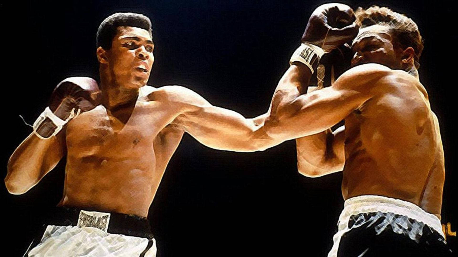 Muhammad Ali, right hook, ring lights, Full HD Desktop Wallpaper