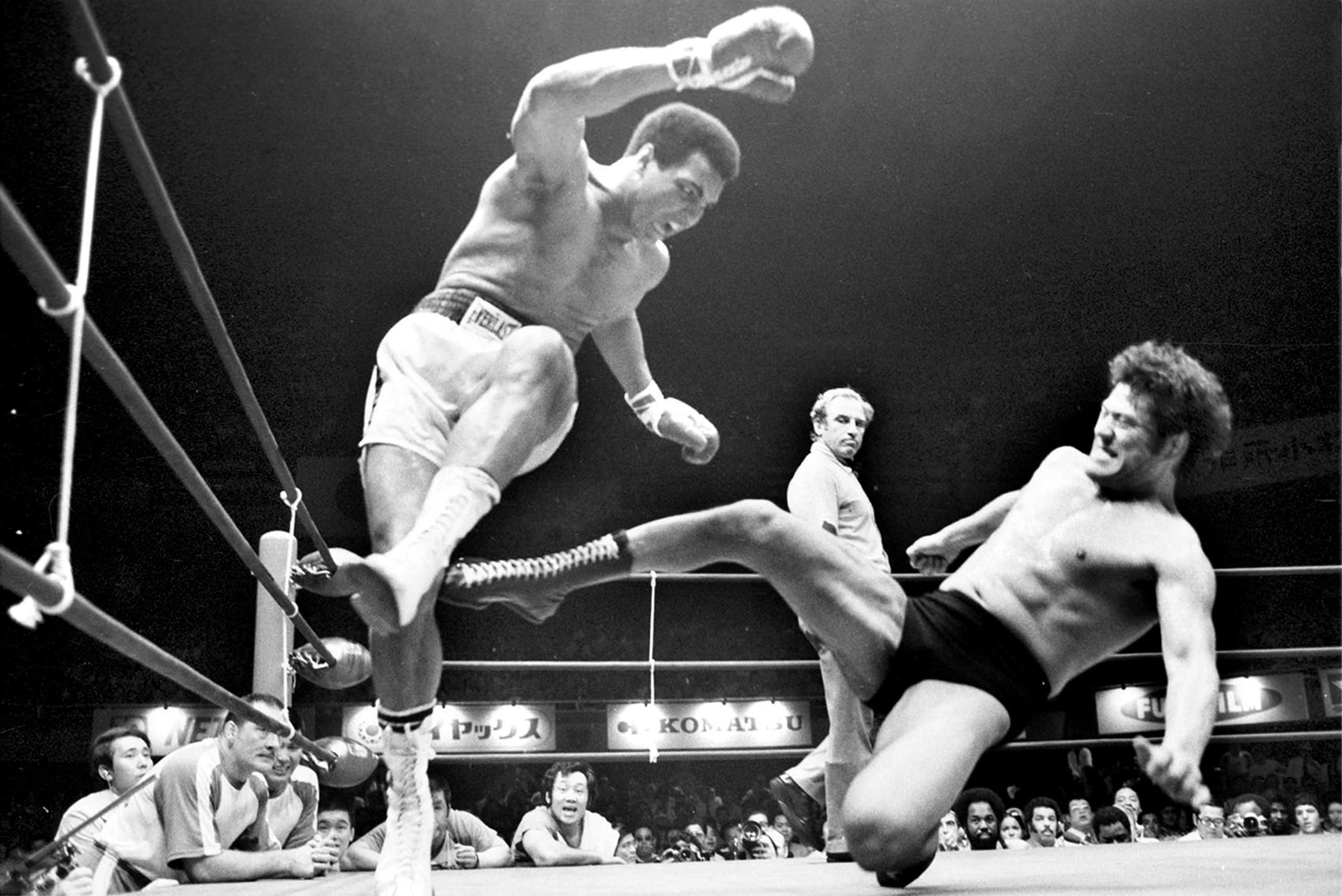 Muhammad Ali, boxing match, black and white, 2K Desktop Wallpaper