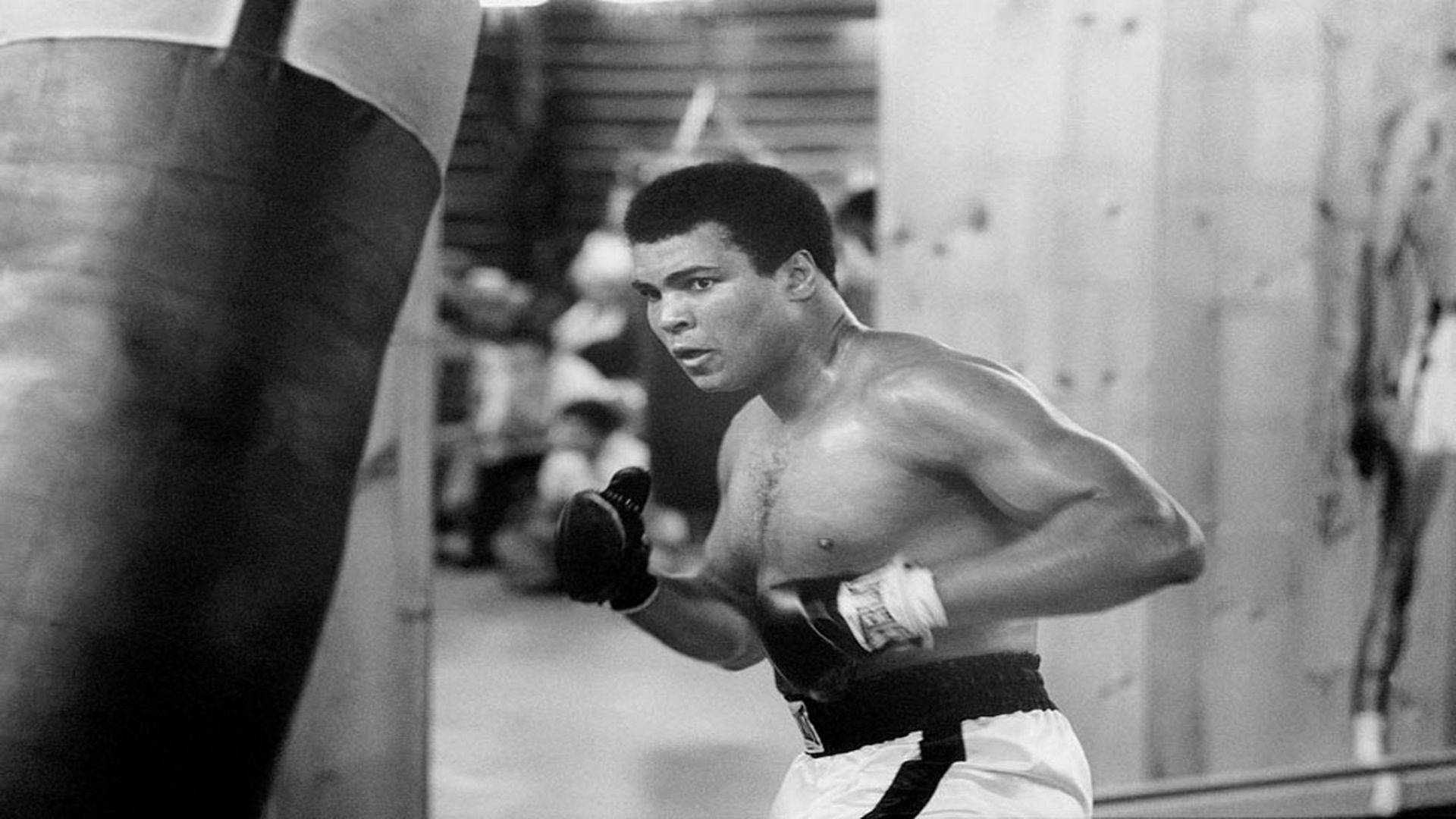 Muhammad Ali, gym, heavy bag, Full HD Desktop Wallpaper