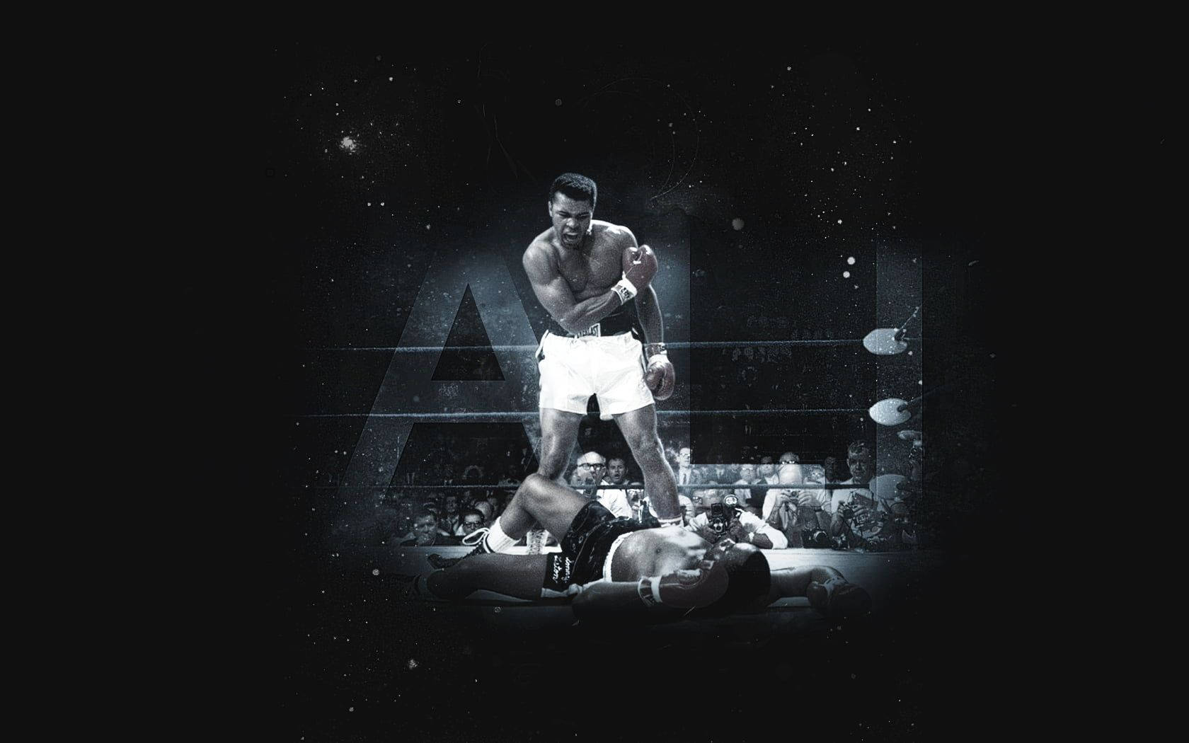 Muhammad Ali, boxing ring, black and white, HD Desktop Wallpaper