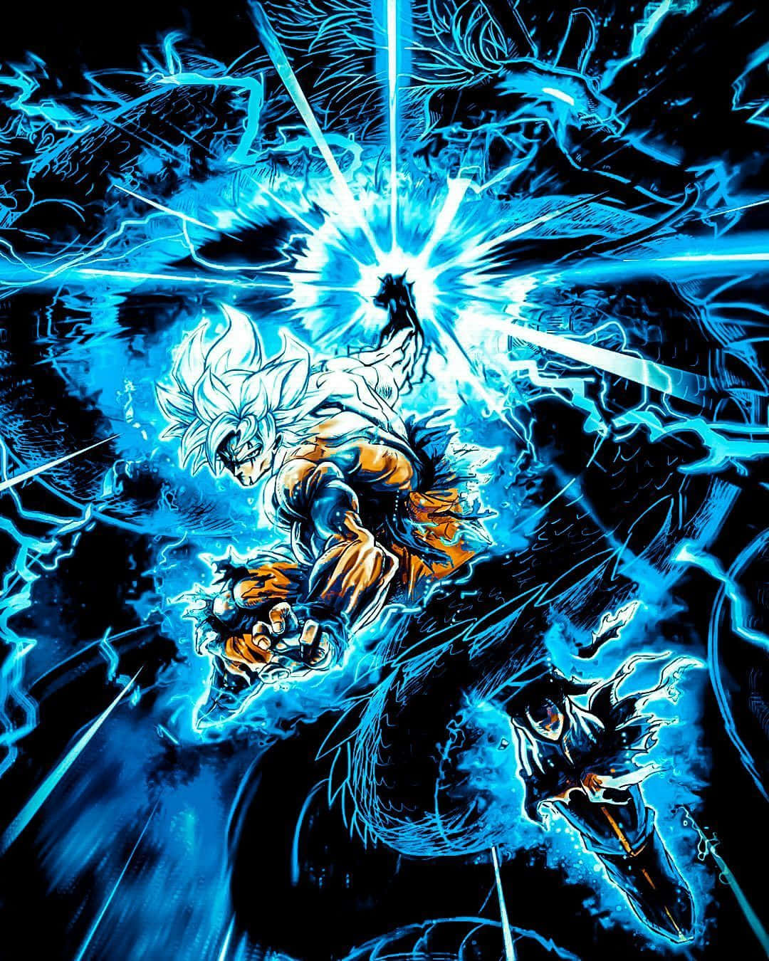 MUI Goku, blue energy blast, dark background, HD Phone Wallpaper