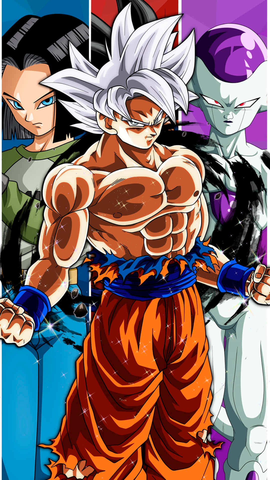 Mui Goku, spiky white hair, orange gi, Full HD Phone Wallpaper
