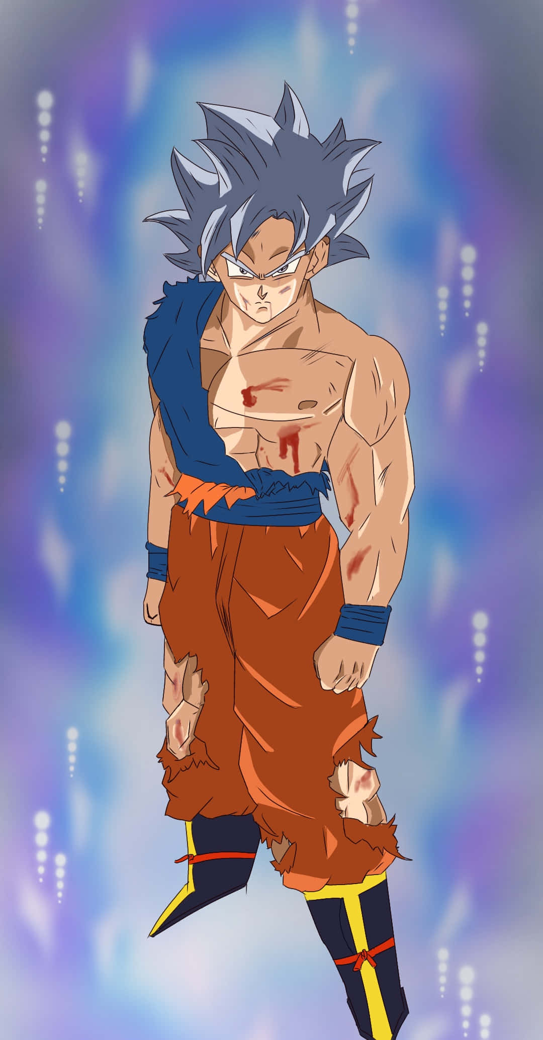 Mui Goku, spiky silver hair, torn orange gi, Full HD Phone Wallpaper