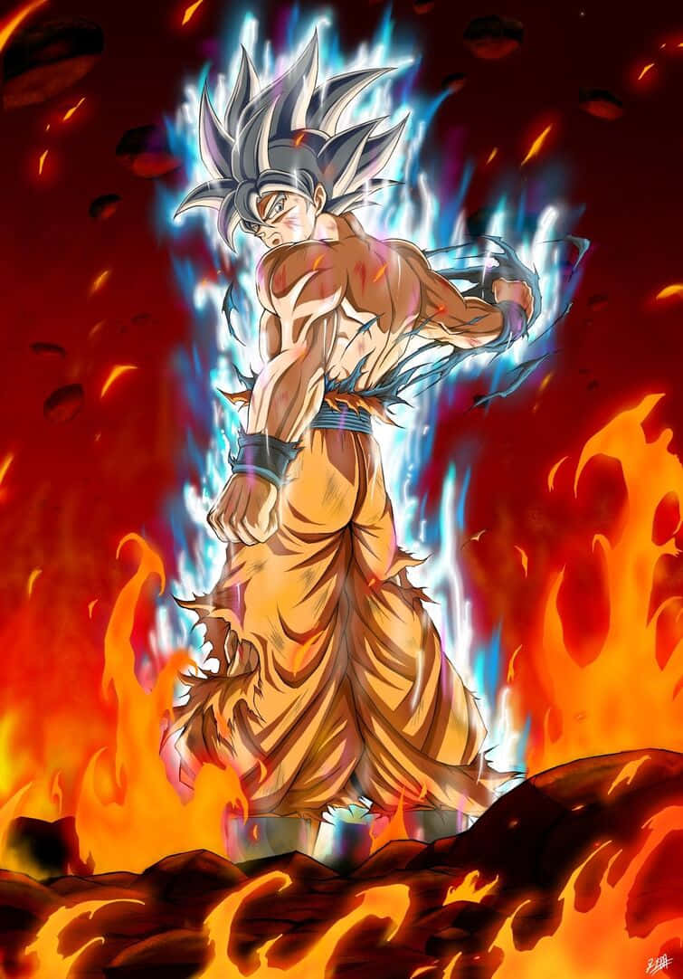 Mui Goku, spiky hair, glowing aura, SD Phone Wallpaper