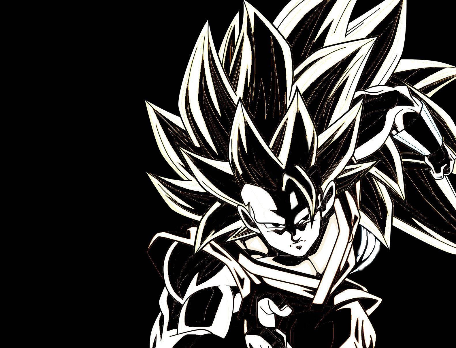 Goku, black and white, spiky-haired warrior, HD Desktop Wallpaper