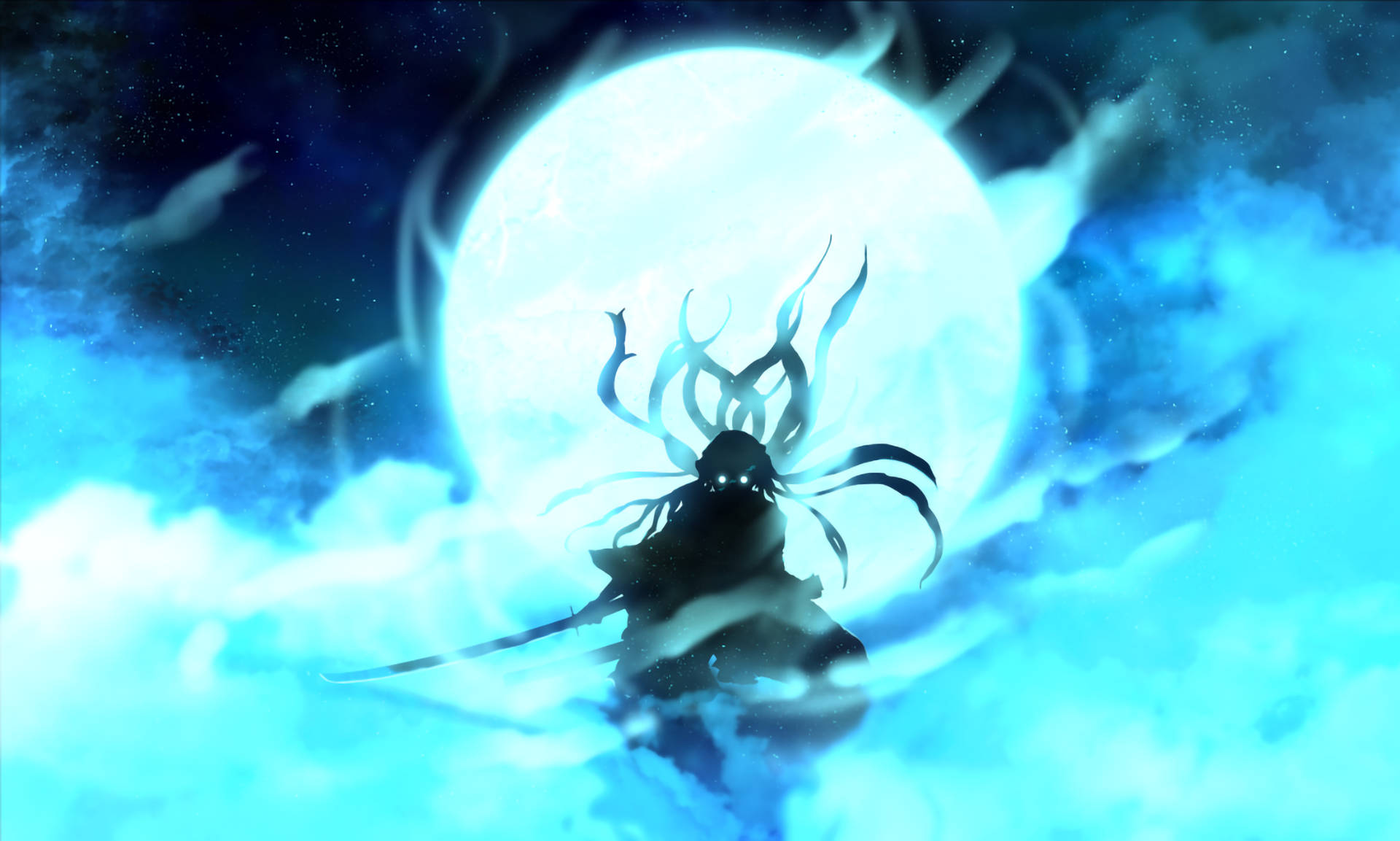 Muichiro Tokito, glowing eyes, flowing hair, Full HD Desktop Wallpaper