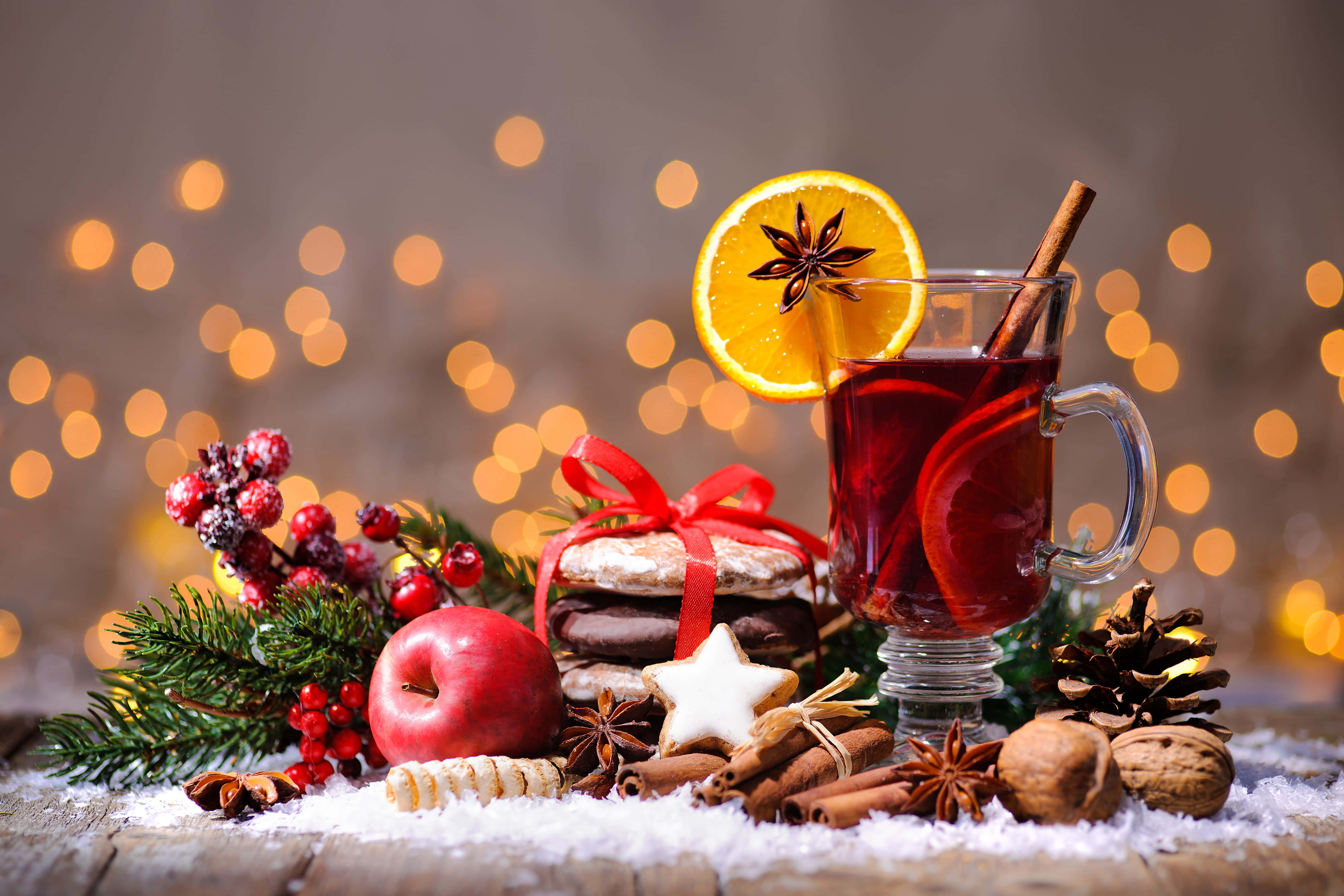 mulled wine, orange, star anise, 5K Desktop Wallpaper