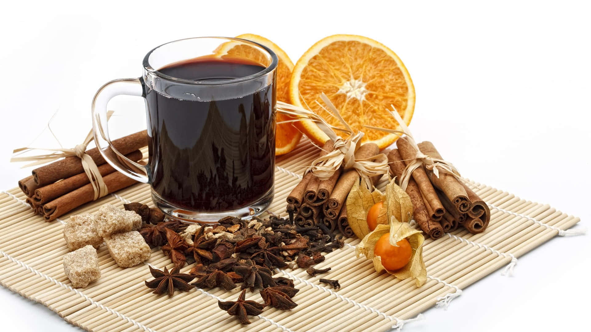 mulled wine, cinnamon sticks, star anise, Full HD Desktop Wallpaper
