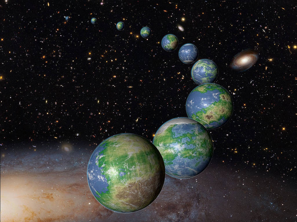 Multiverse, Earth-like planets, starfield, SD Desktop Wallpaper