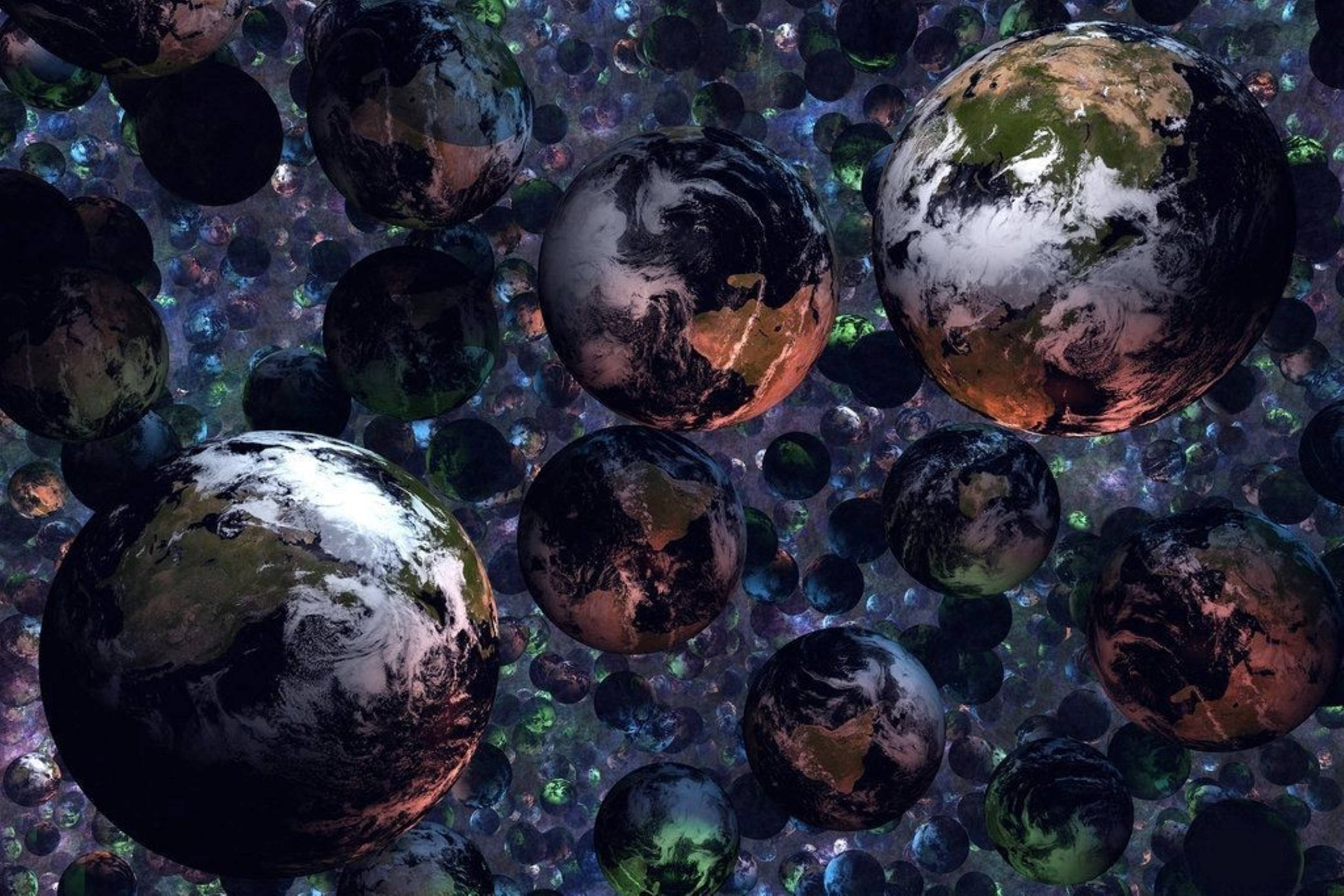 Multiverse, Earth-like planets, cosmic field, Full HD Desktop Wallpaper