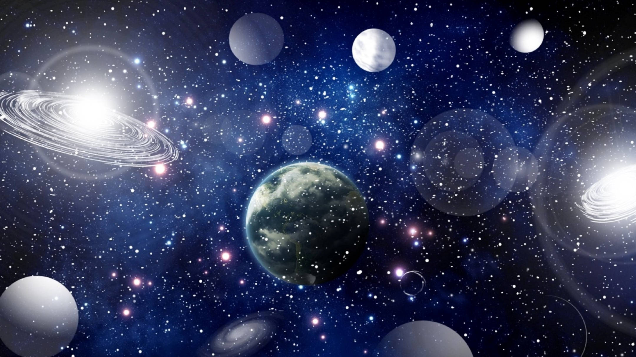 Multiverse, Earth, glowing stars, Full HD Desktop Wallpaper