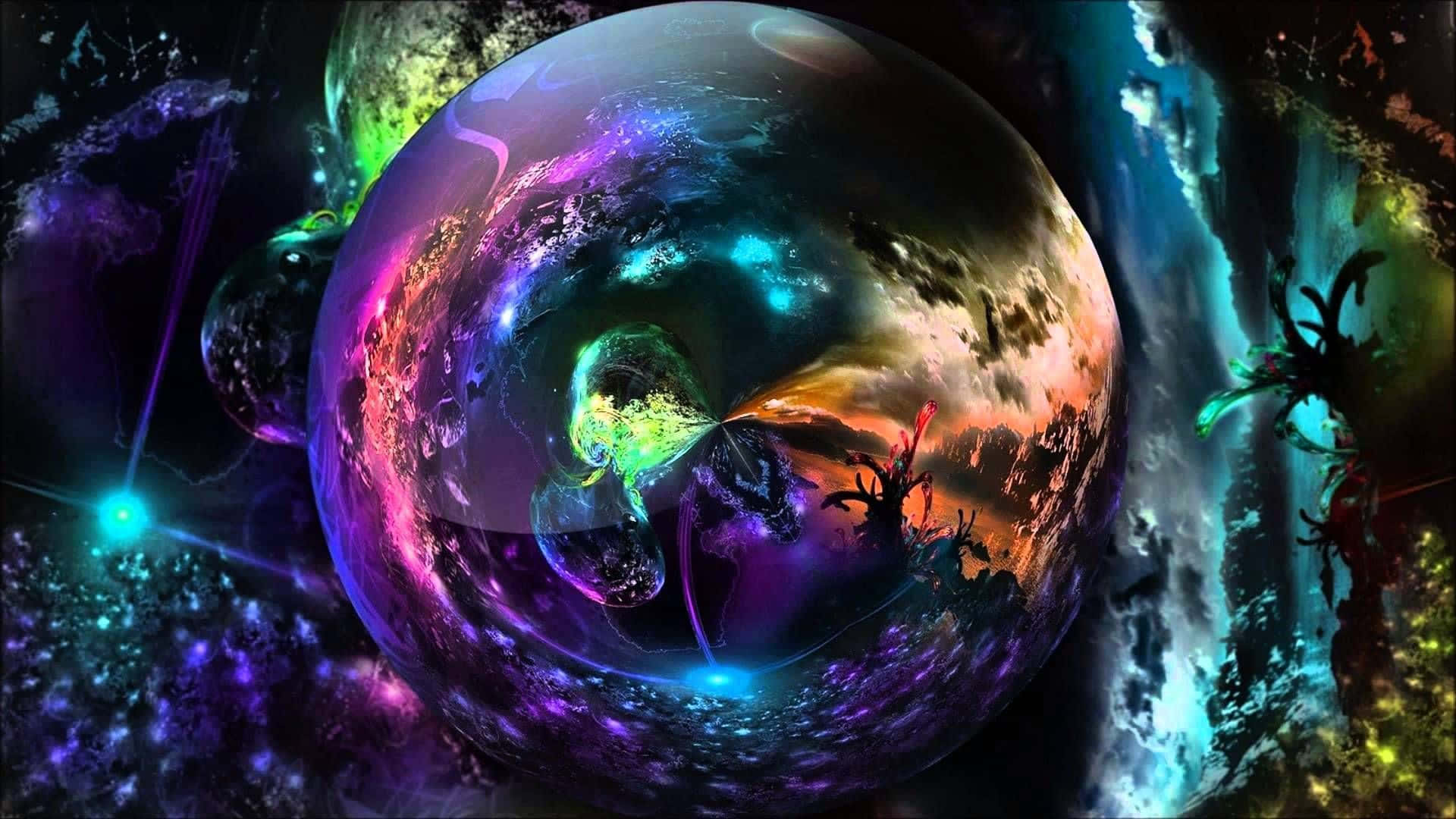 cosmic sphere, alien landscapes, swirling nebulae, Full HD Desktop Wallpaper