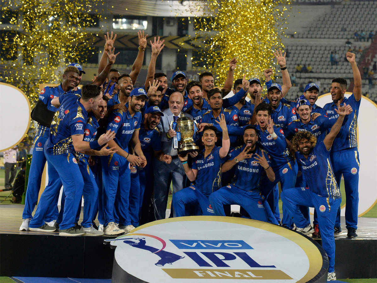 Mumbai Indians, blue uniforms, podium, SD Desktop Wallpaper