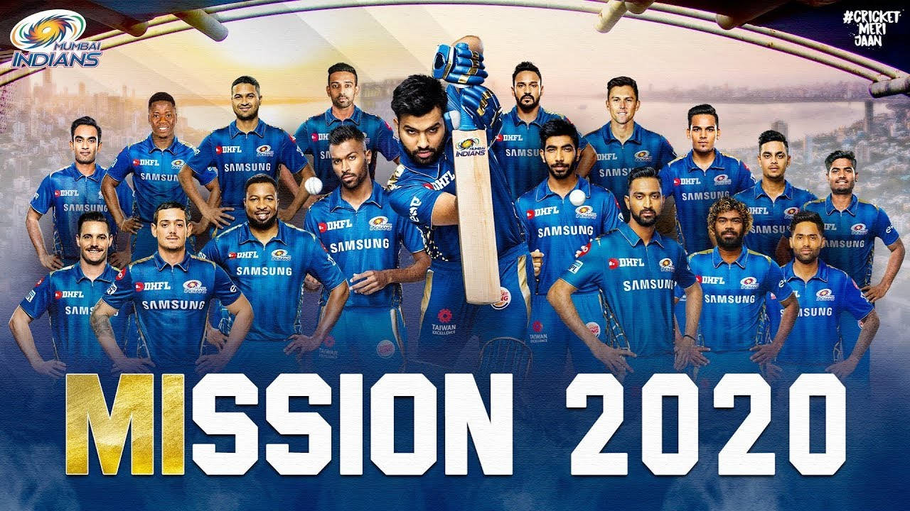 Mumbai Indians, blue jerseys, bats, HD Desktop Wallpaper