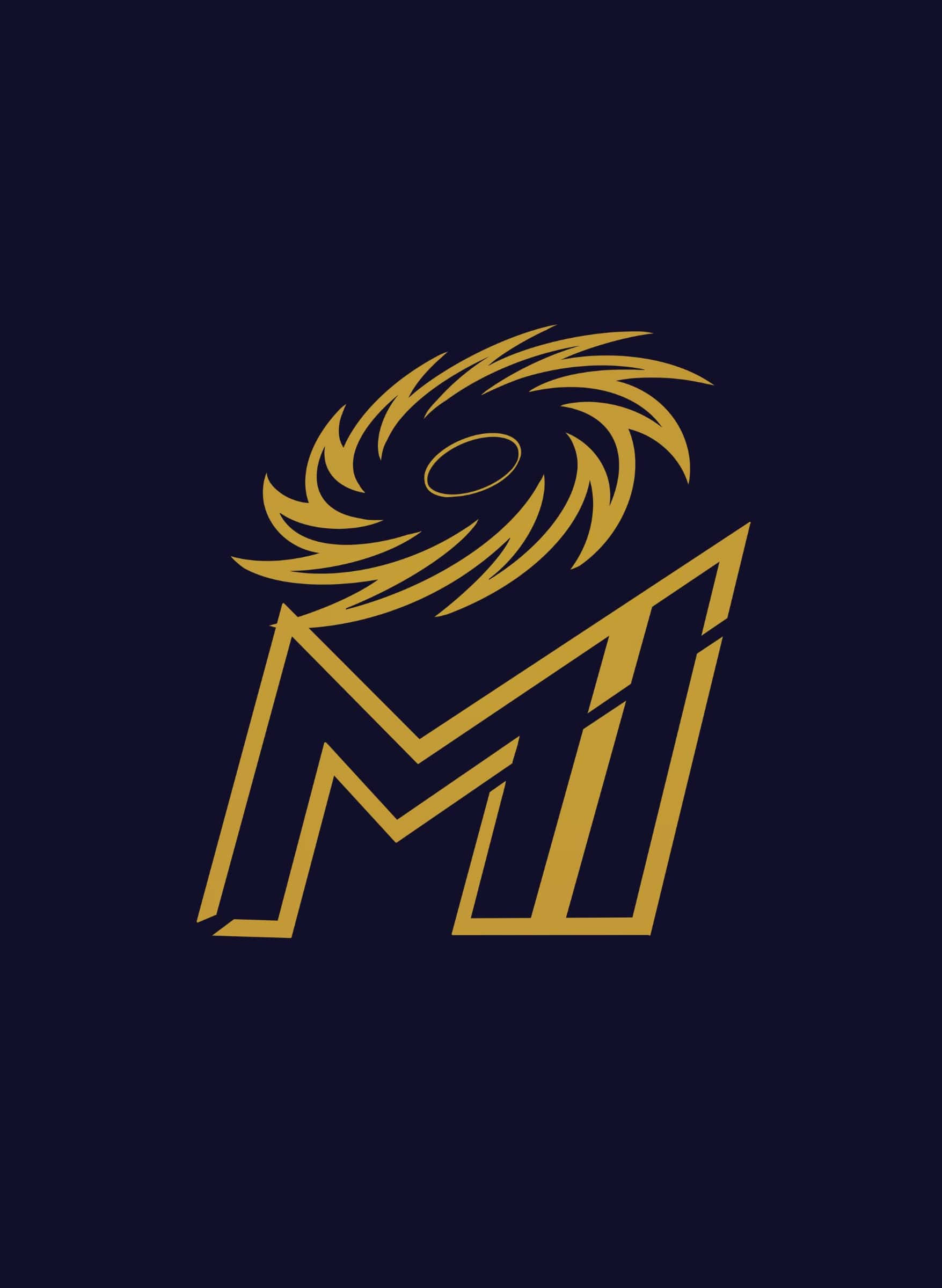 Mumbai Indians, gold logo, stylized M, Full HD Phone Wallpaper