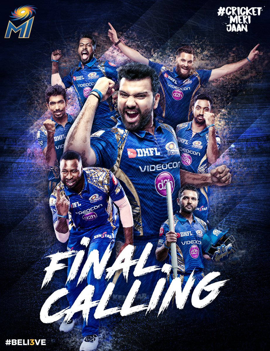 Mumbai Indians, blue jerseys, dark dynamic background, SD Phone Wallpaper