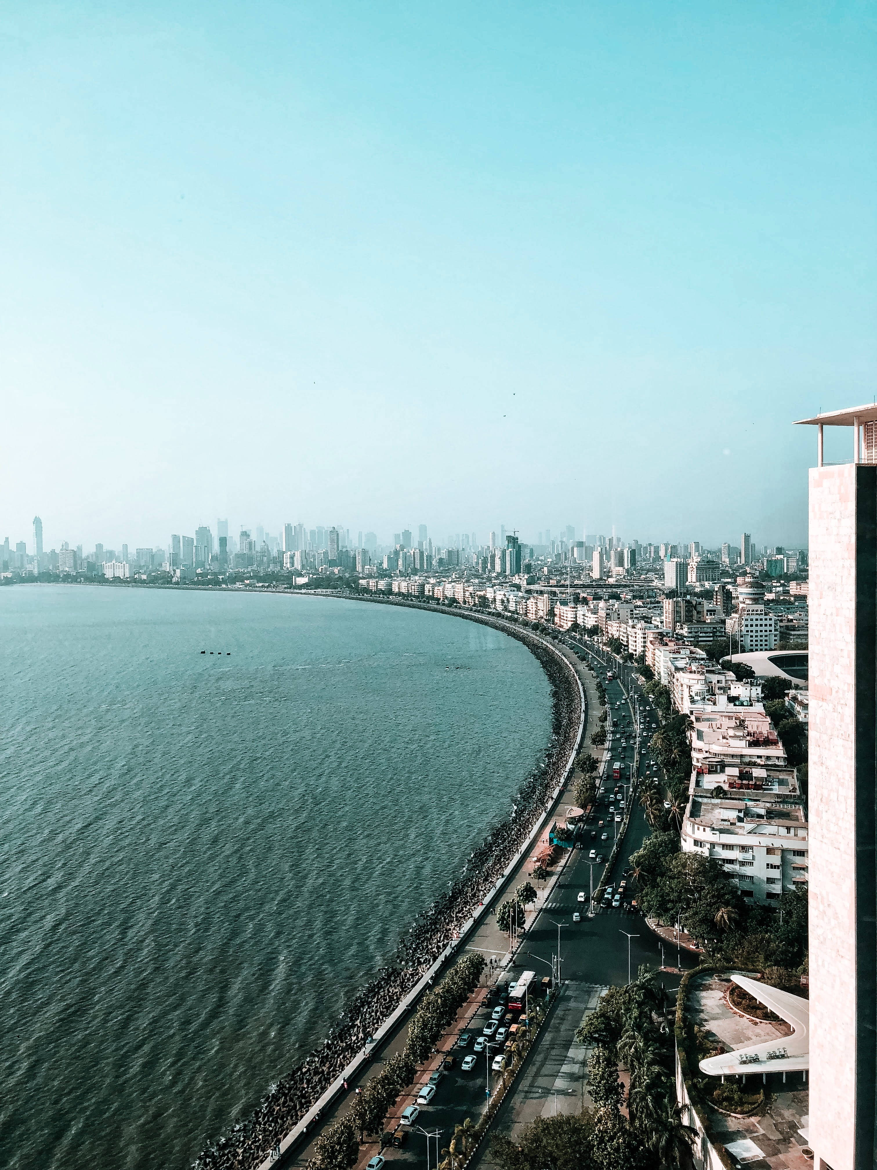 Mumbai, drone shot, coastline, 4K Phone Wallpaper