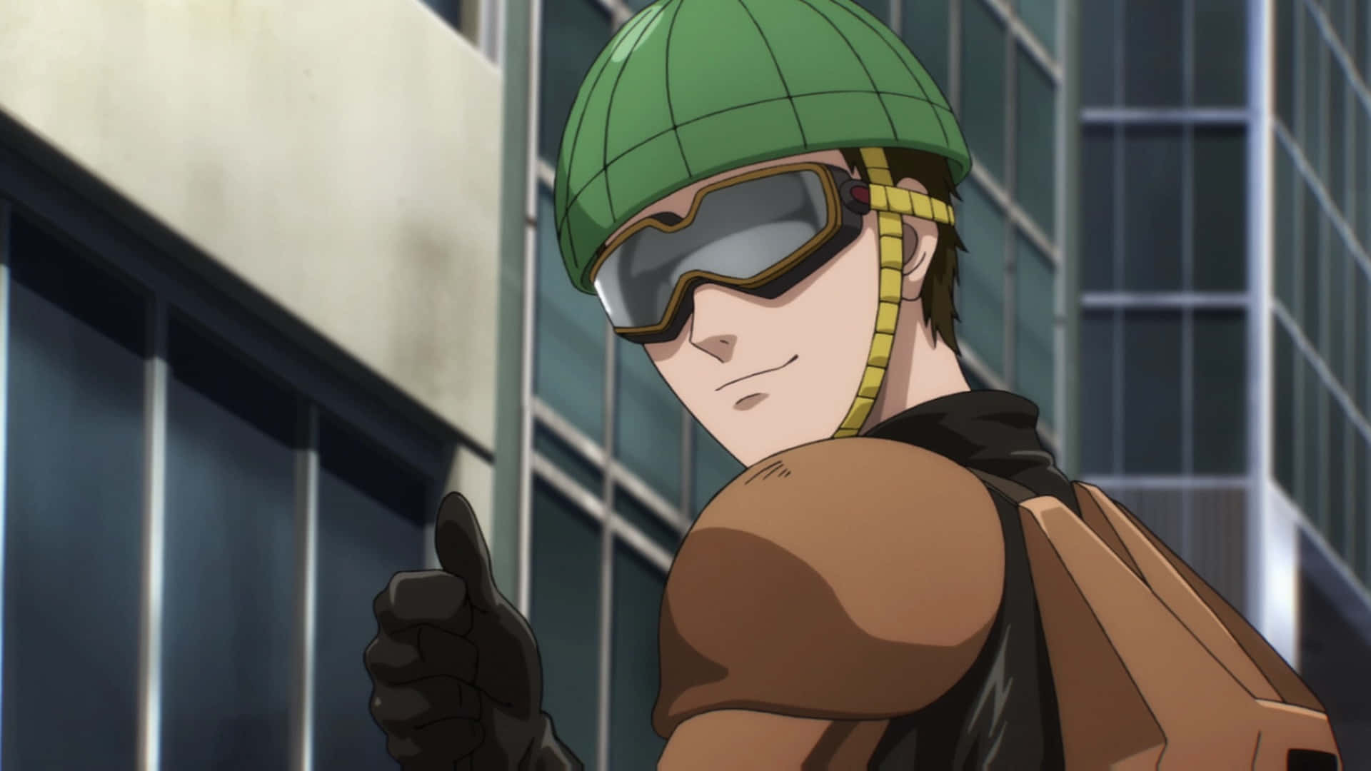 Mumen Rider, green helmet, goggles, Full HD Desktop Wallpaper
