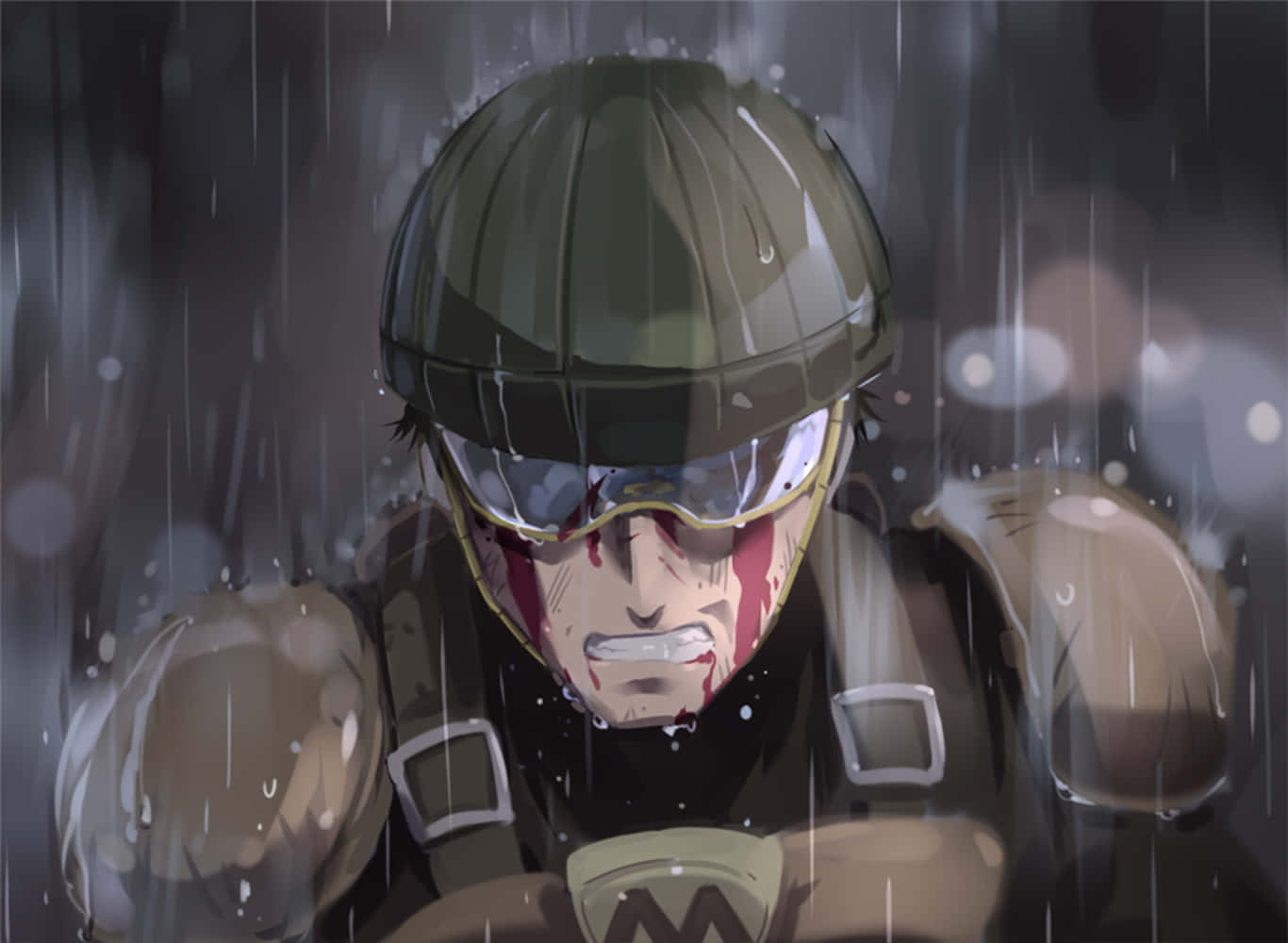 Mumen Rider, rain-soaked gear, downpour, HD Desktop Wallpaper
