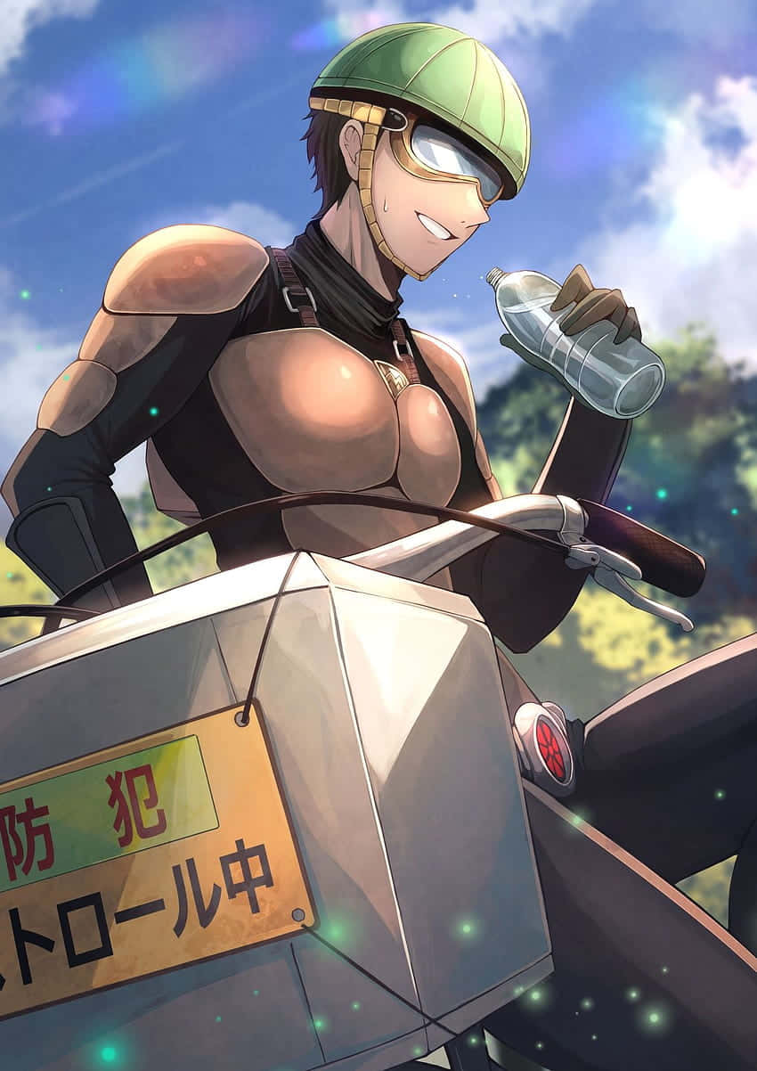 Mumen Rider, green helmet, goggles, SD Phone Wallpaper