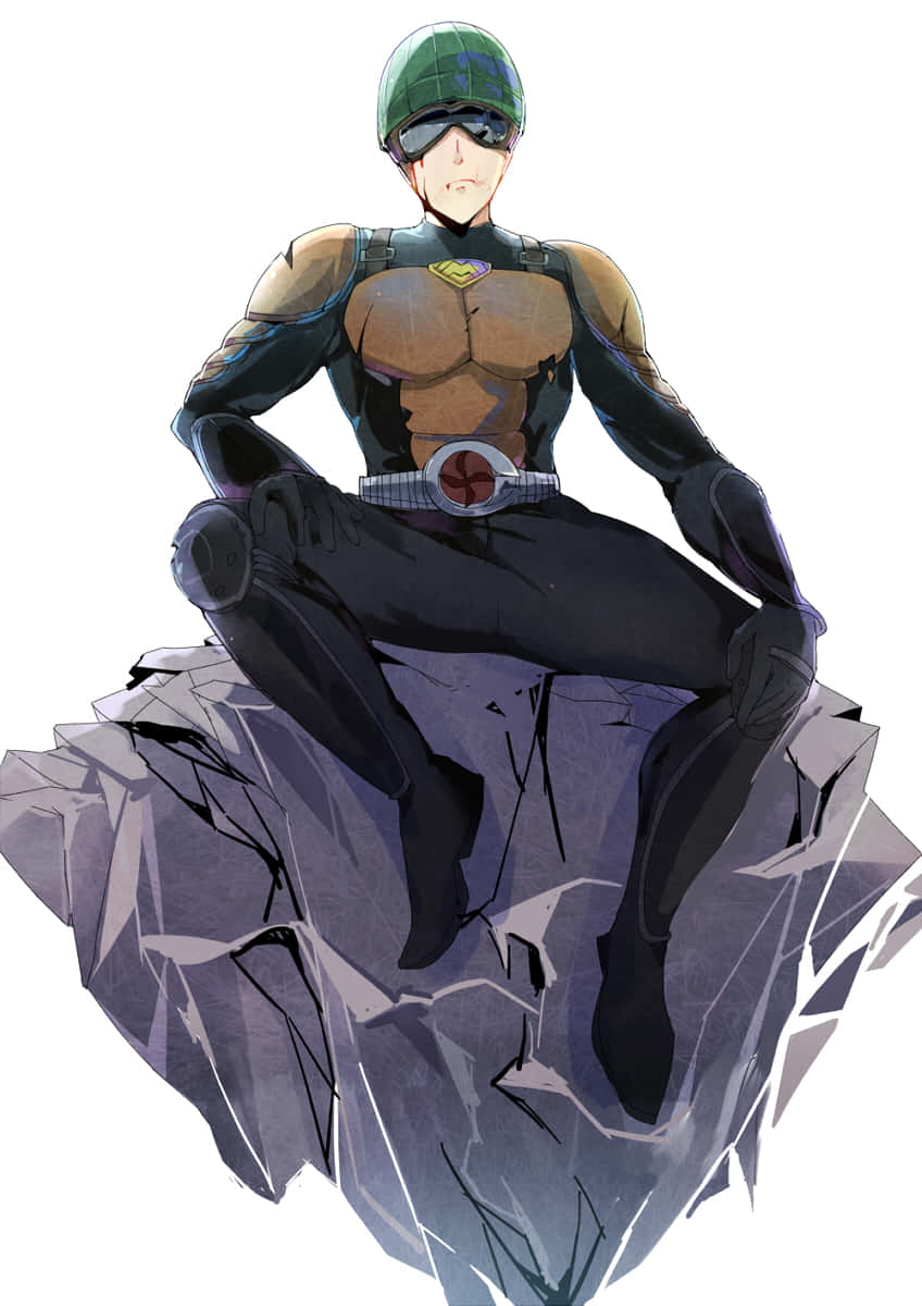 Mumen Rider, green helmet, black suit, SD Phone Wallpaper