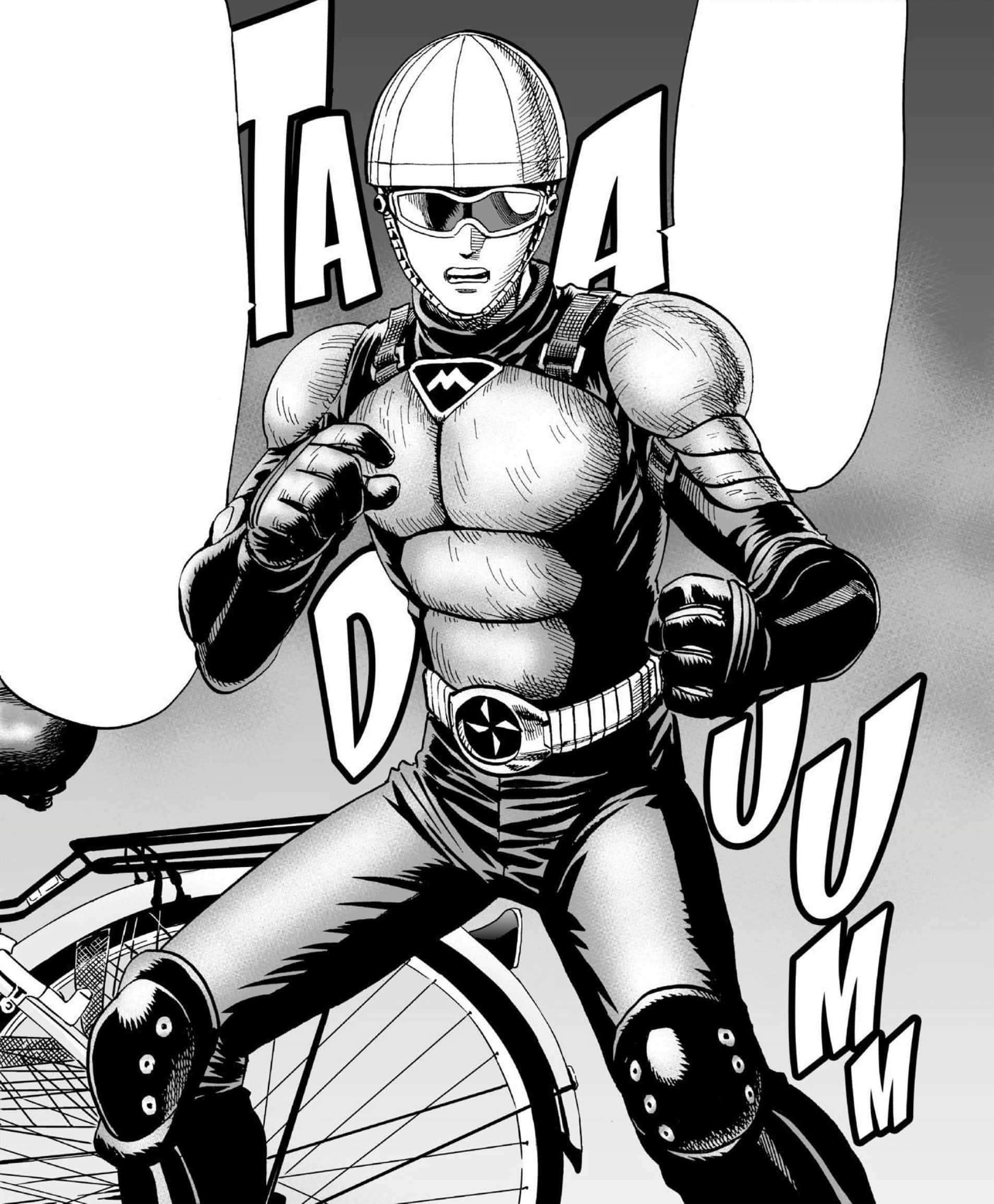 Mumen Rider, bicycle, black and white manga panel, Full HD Phone Wallpaper