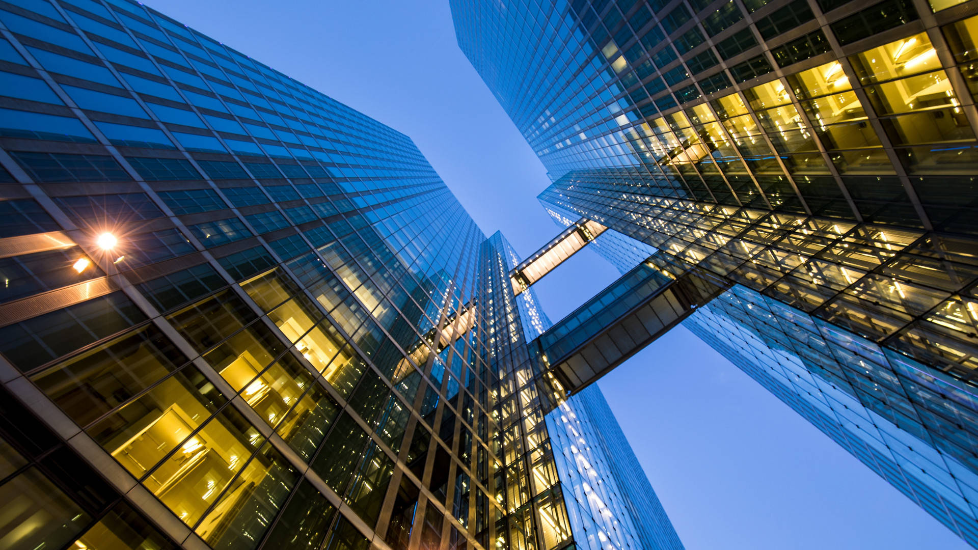 Munich, glass skyscrapers, twilight sky, Full HD Desktop Wallpaper