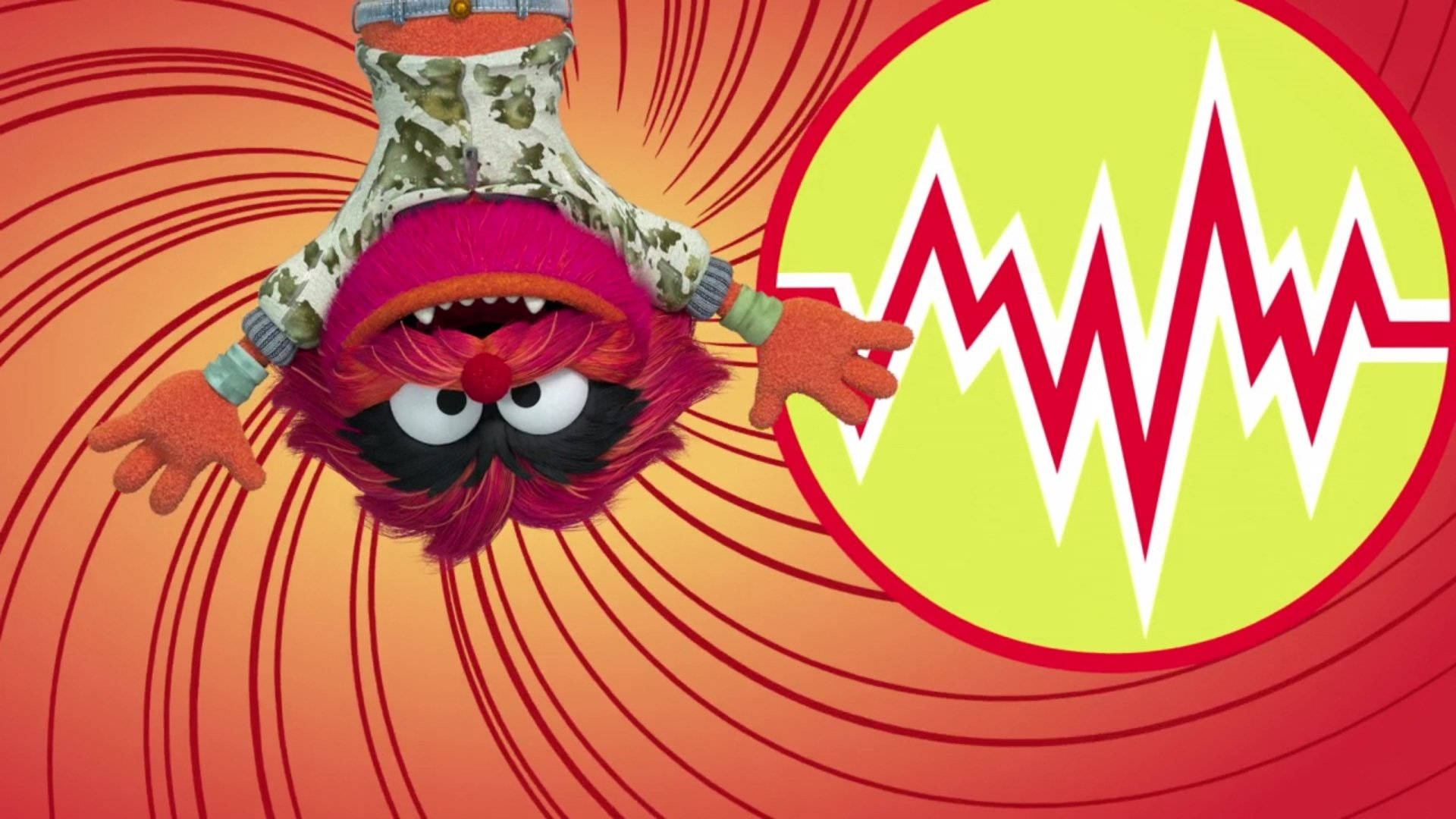 Muppet Babies, red monster, camouflage pants, Full HD Desktop Wallpaper