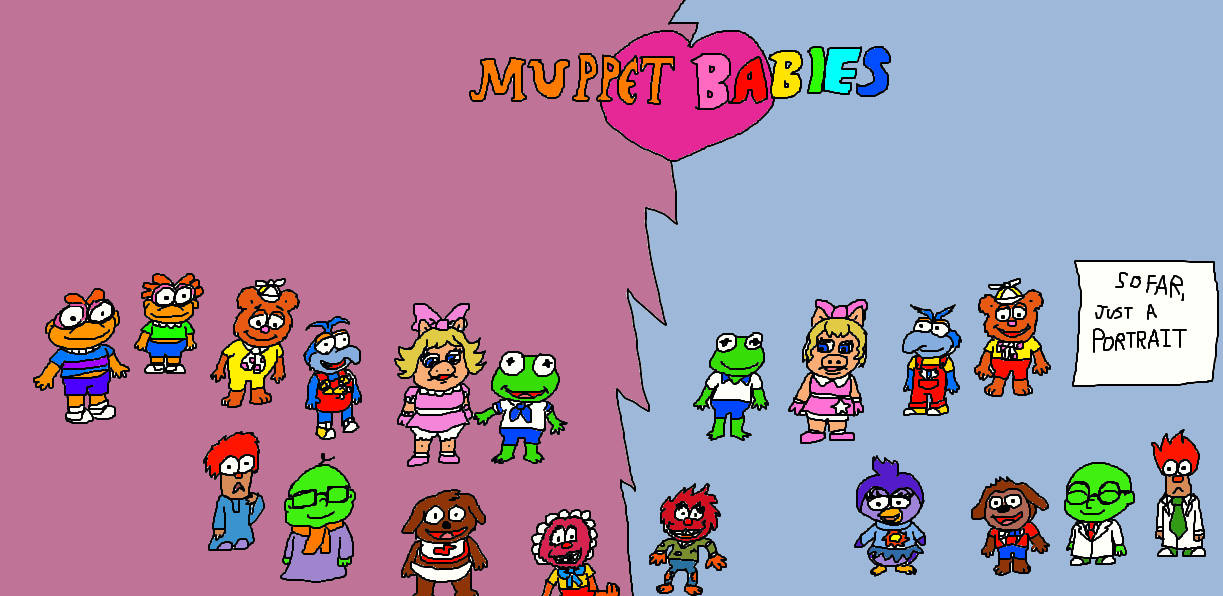 Muppet Babies, pink background, blue background, SD Desktop Wallpaper