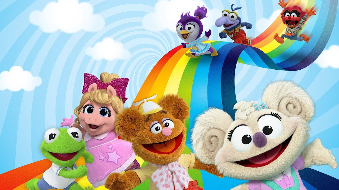 Muppet Babies, rainbow slide, bright blue sky, HD Desktop Wallpaper